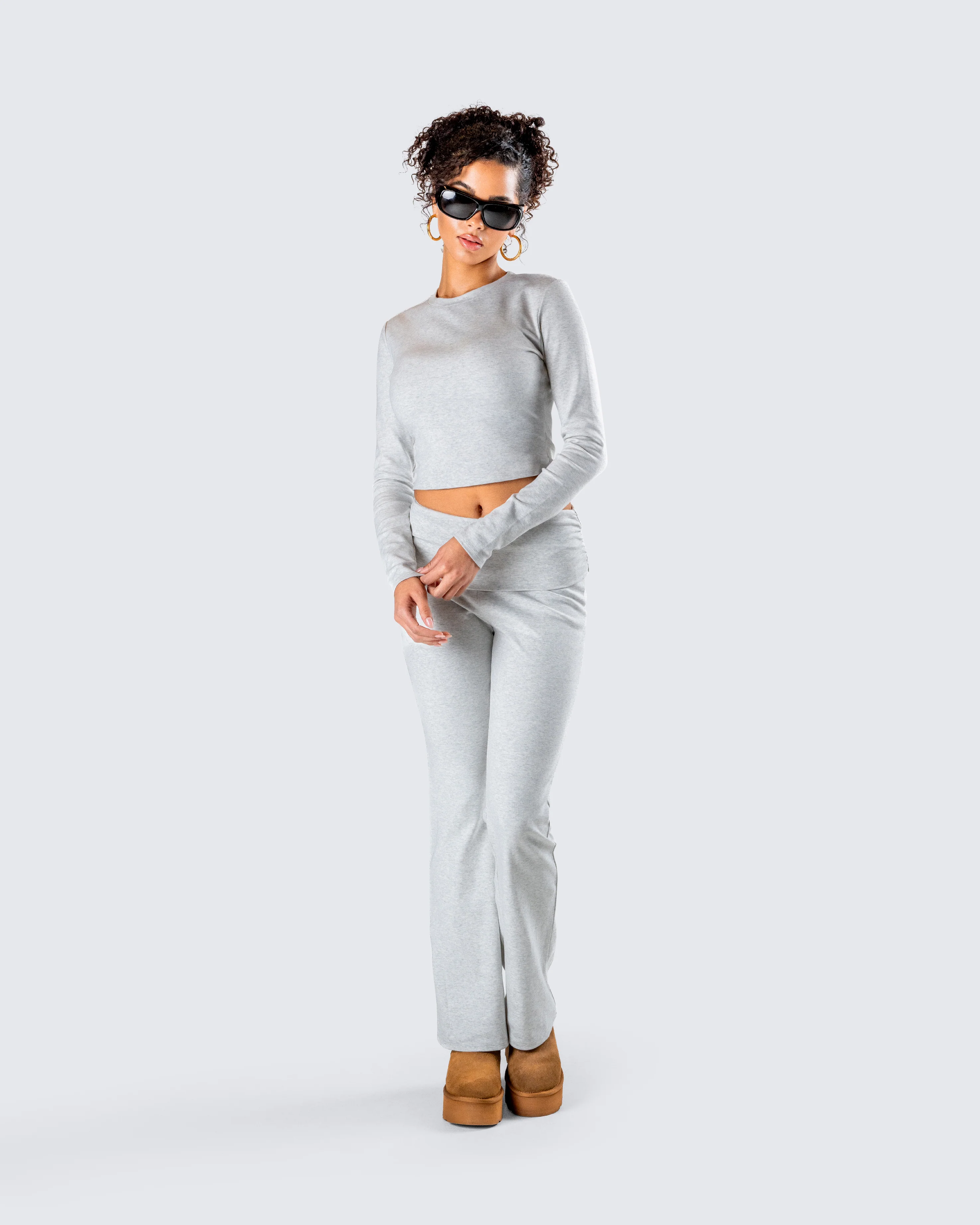 Noam Heather Grey Foldover Legging - Image 9
