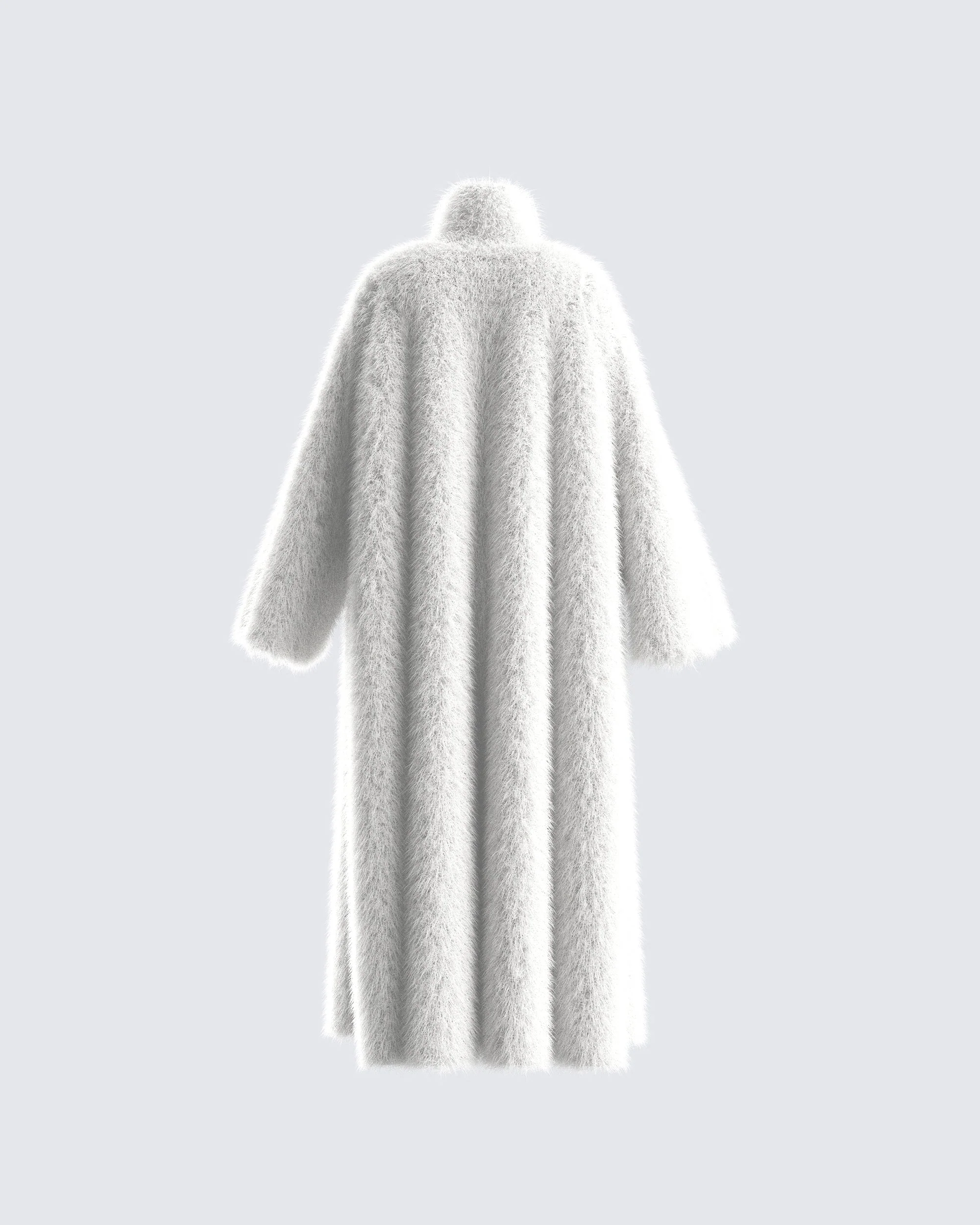 Noel Ivory Midi Vegan Fur Coat - Image 3