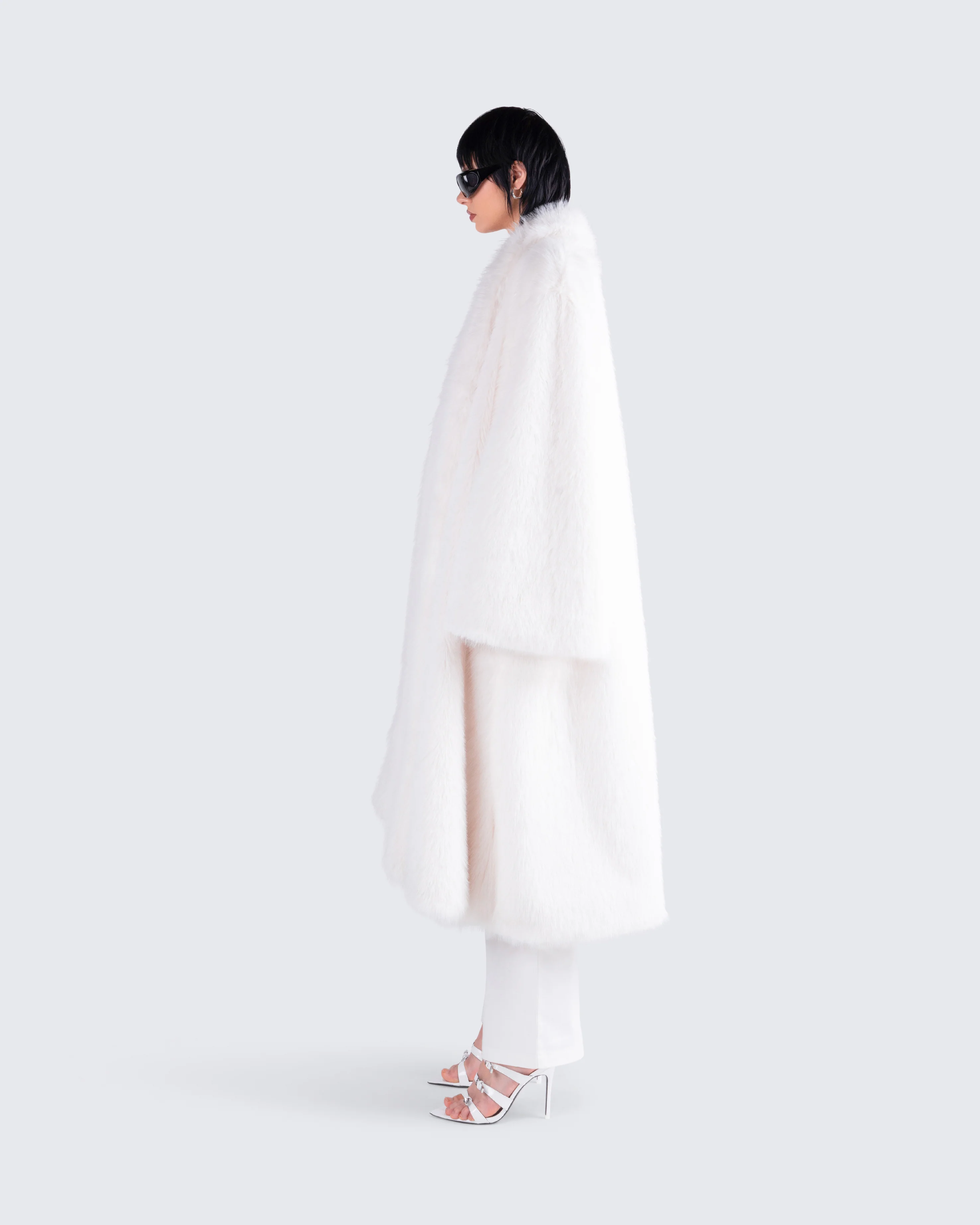 Noel Ivory Midi Vegan Fur Coat - Image 6