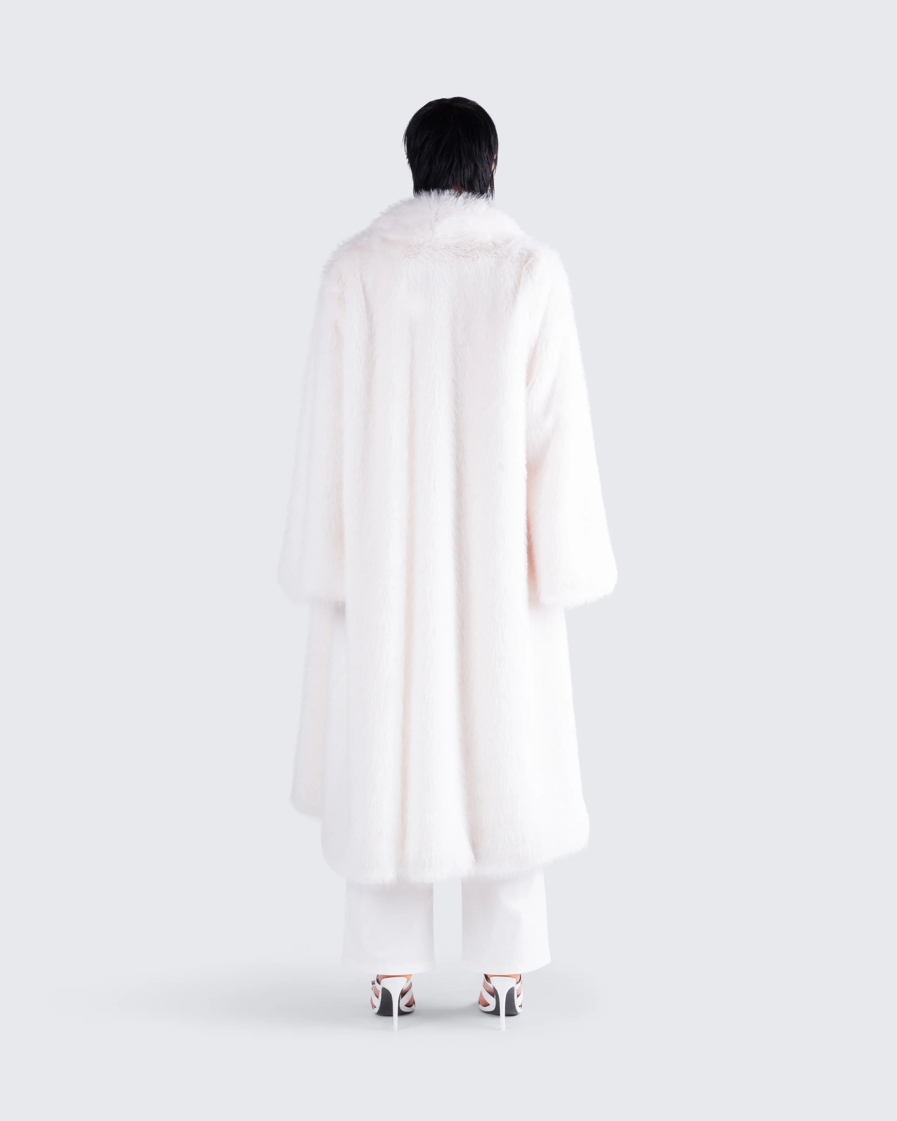 Noel Ivory Midi Vegan Fur Coat - Image 7