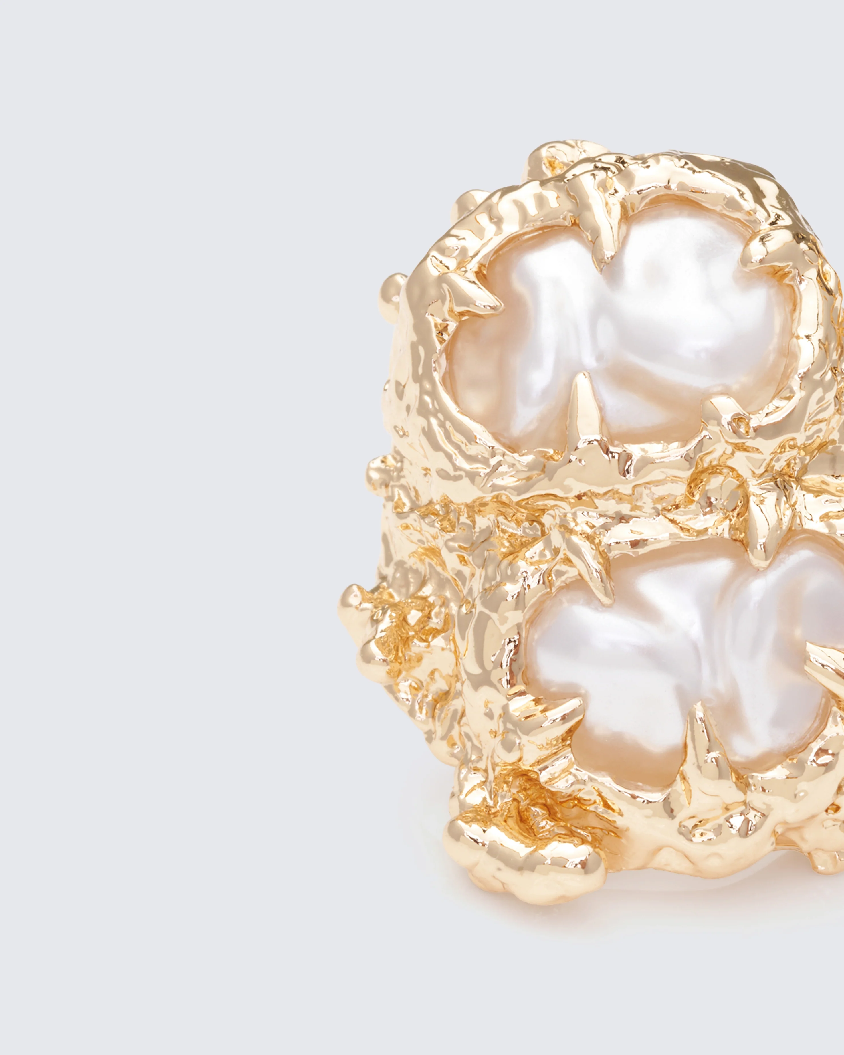 Noelis Gold Molten Pearl Ring - Image 3