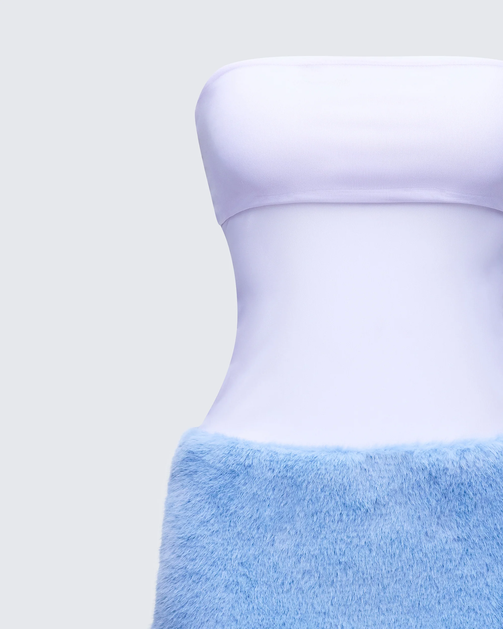 Noelle Blue Faux Fur Mesh Mini Dress - Image 6