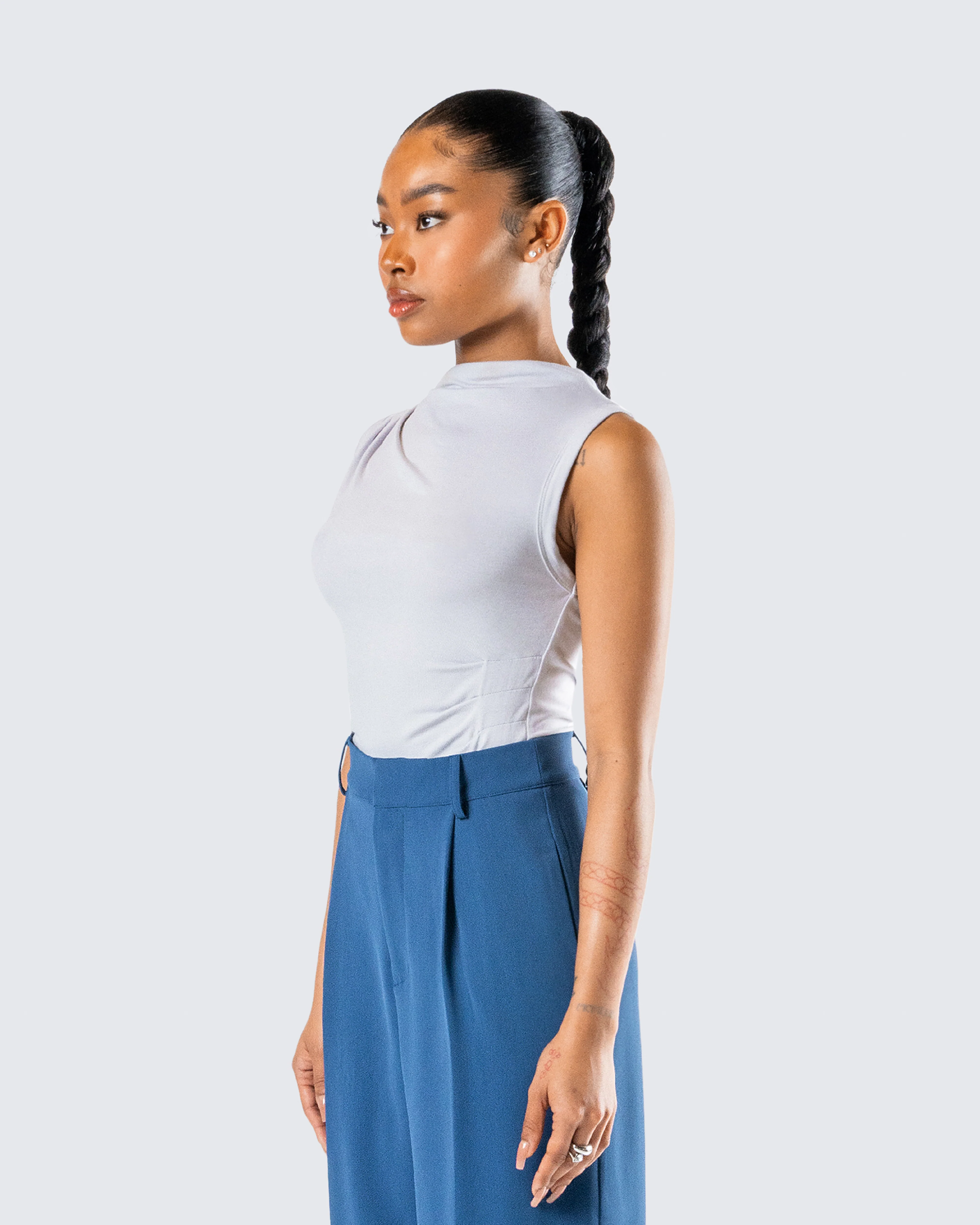 Norah Light Grey Pleated Top - Image 5