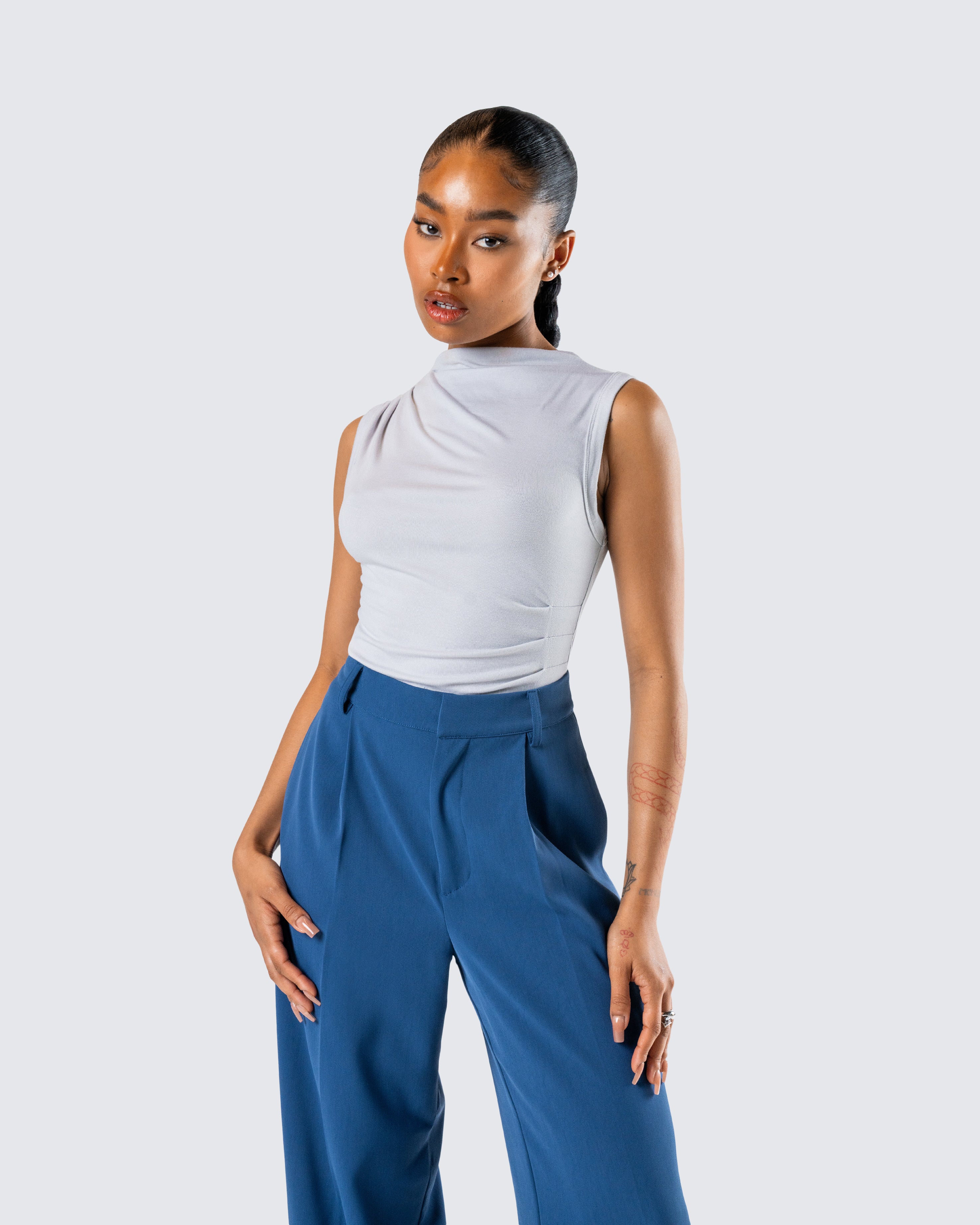 Norah Light Grey Pleated Top - Image 8