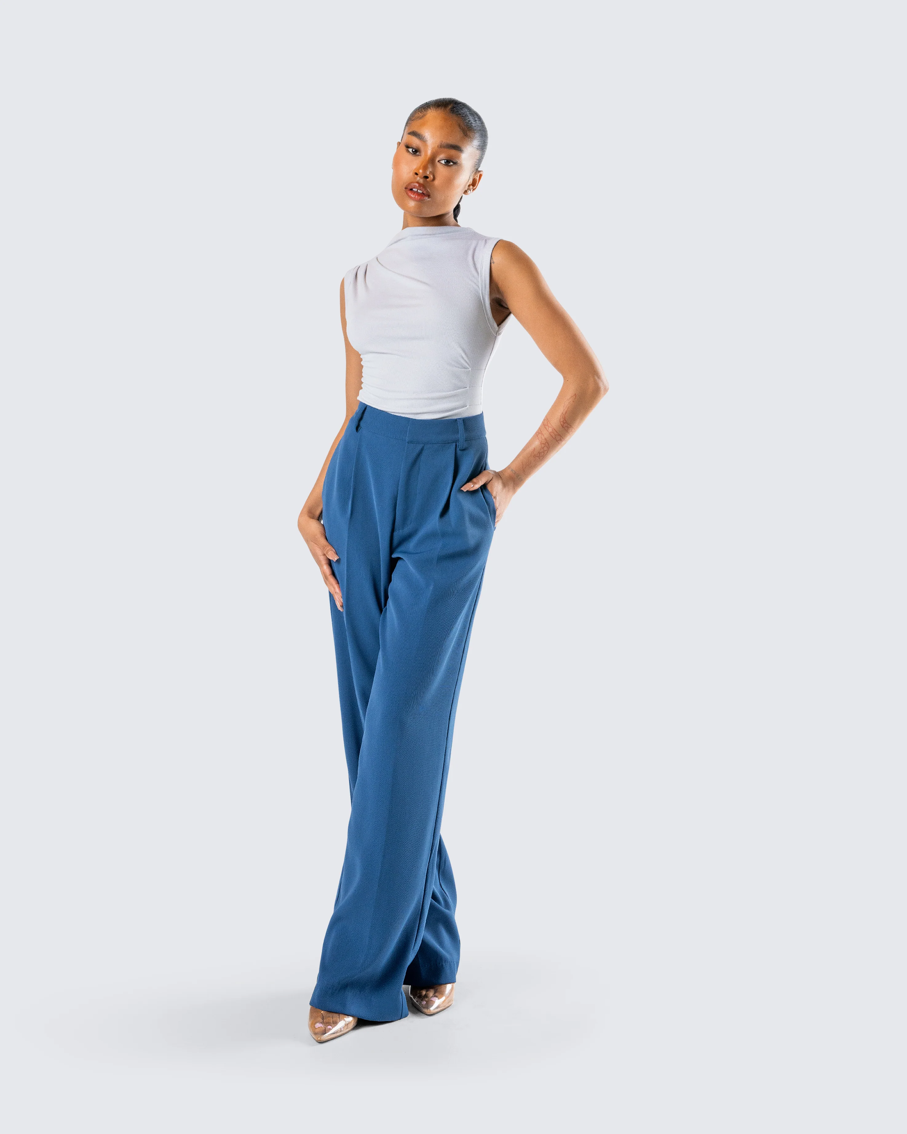 Norah Light Grey Pleated Top - Image 9