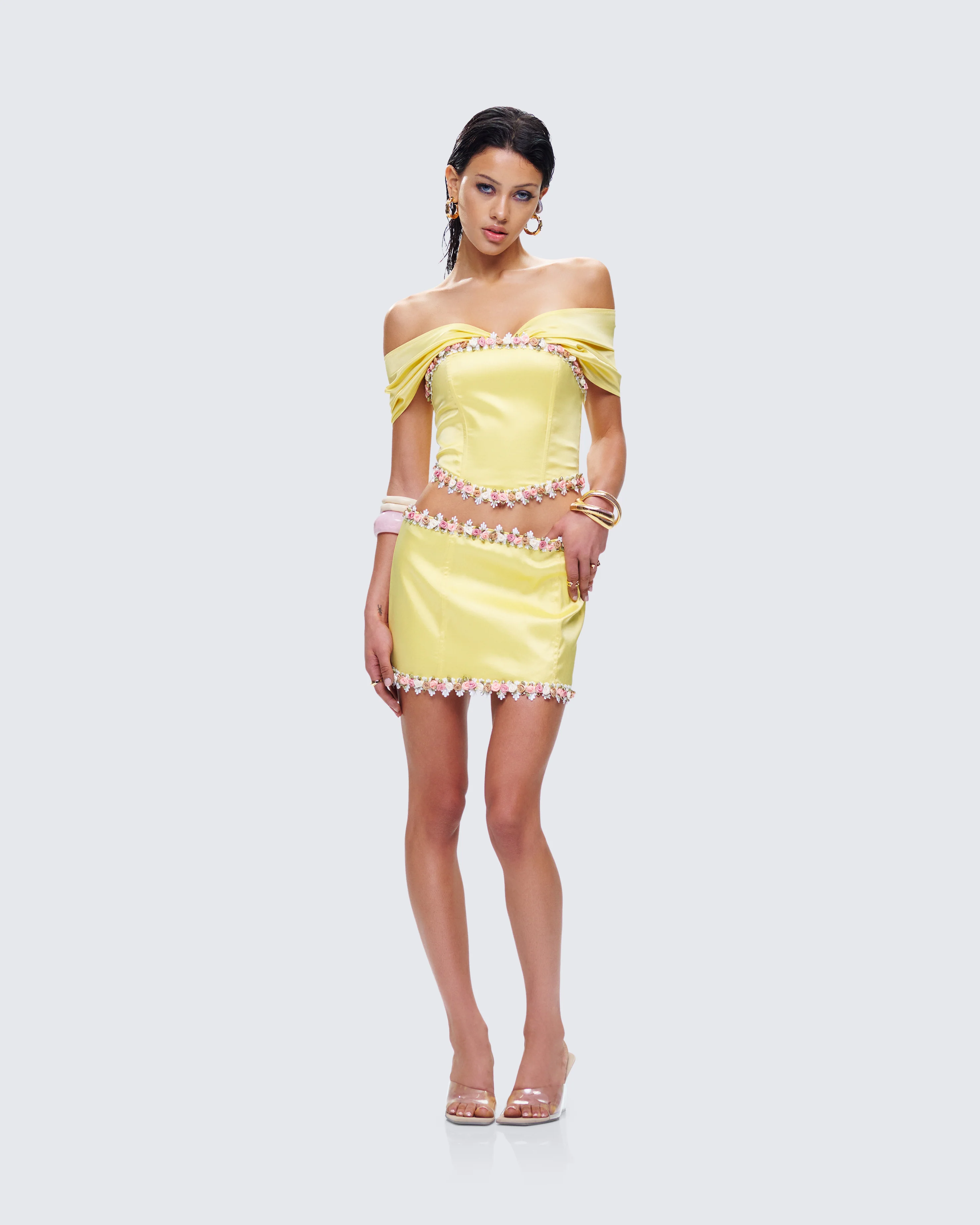 Nori Yellow Floral Micro Mini Skirt - Image 8