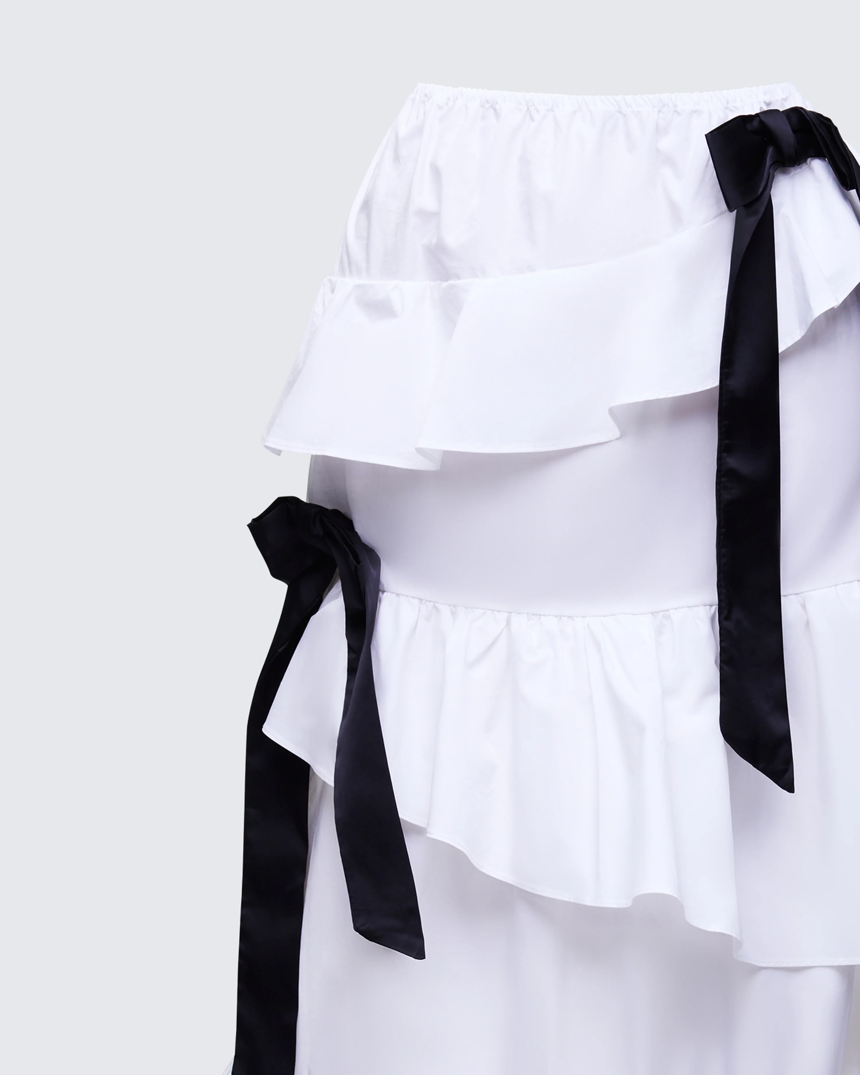 Noura White Poplin Tiered Maxi Skirt - Image 6