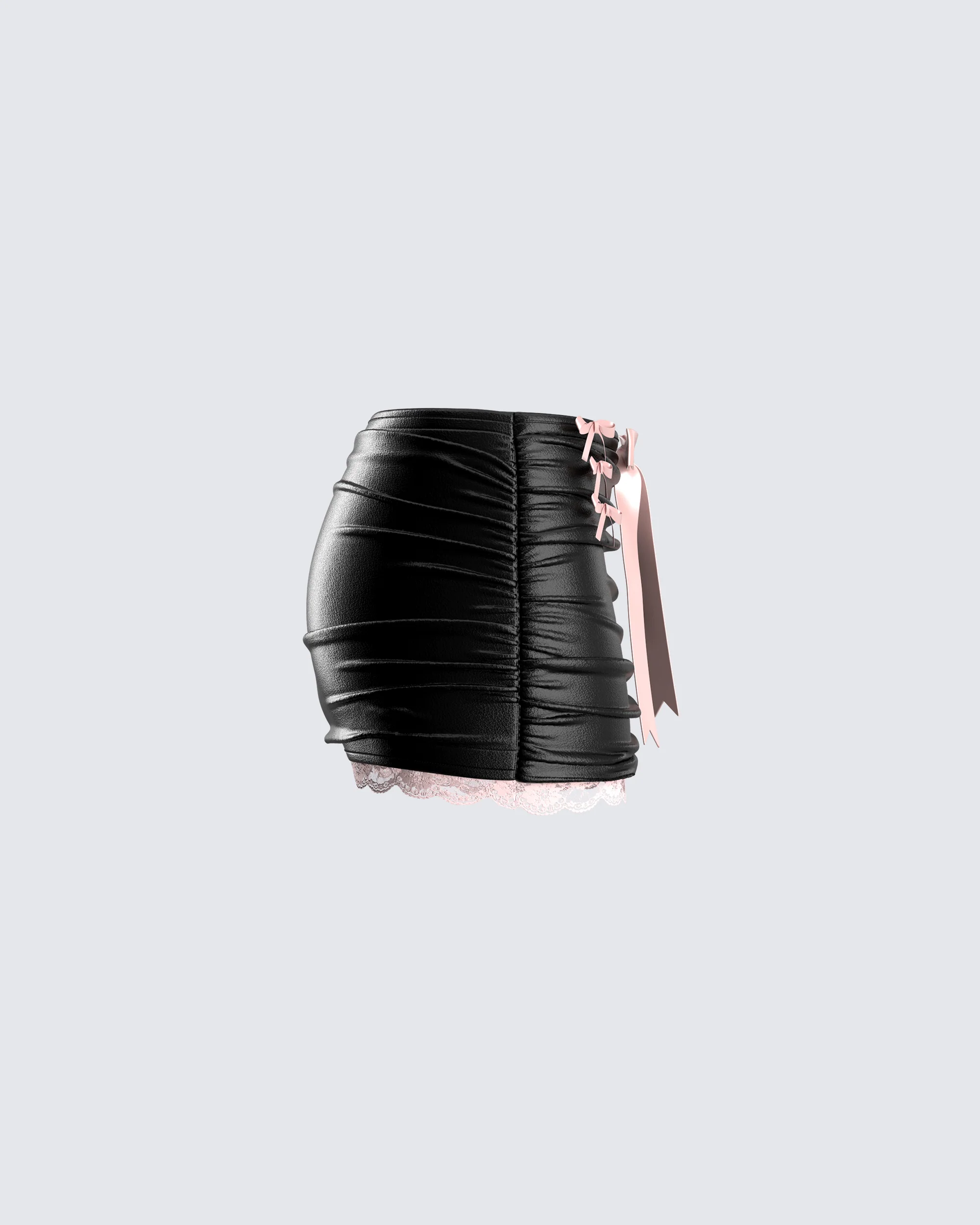 Novo Black Vegan Leather Skirt - Image 2