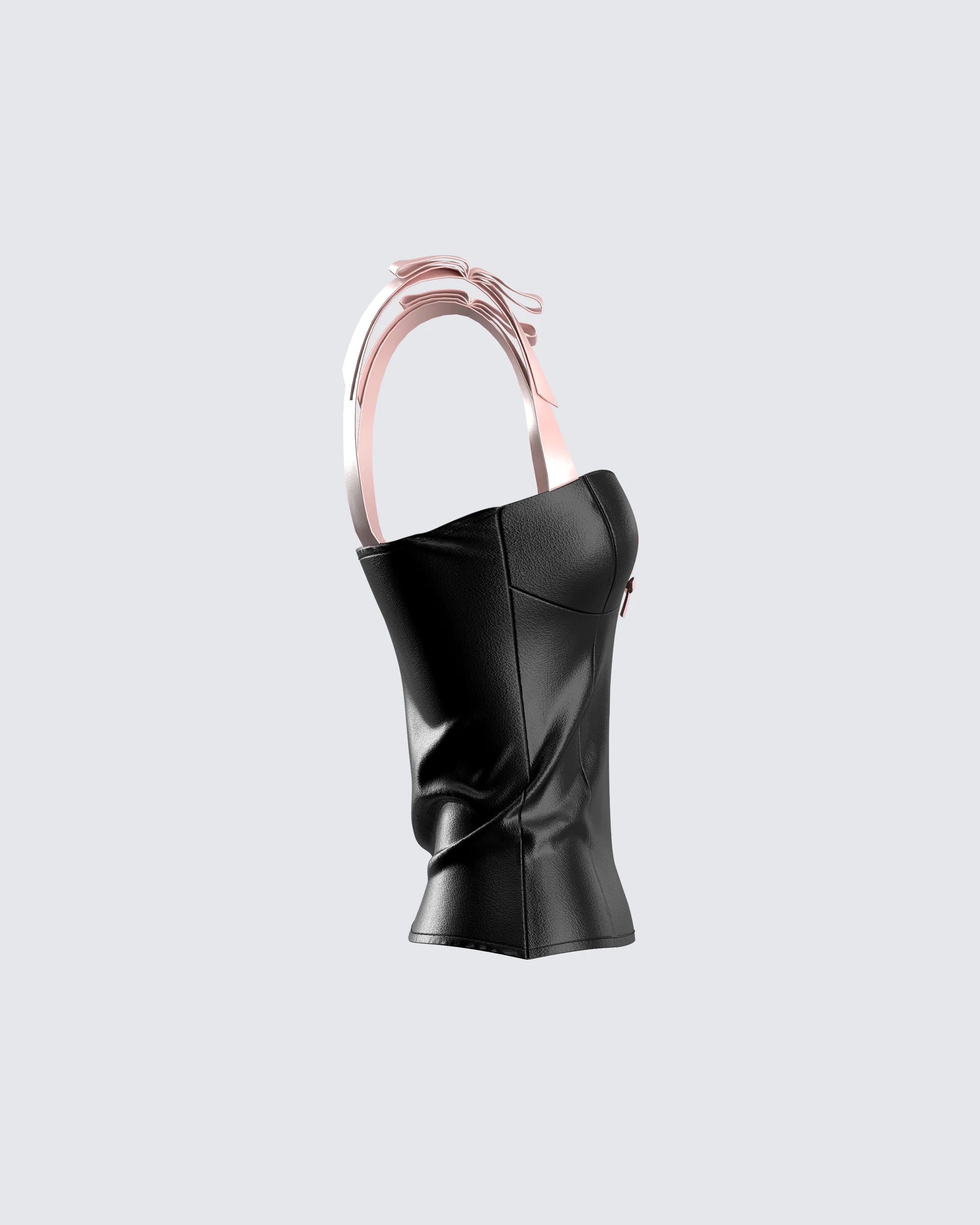 Novo Black Vegan Leather Top - Image 2