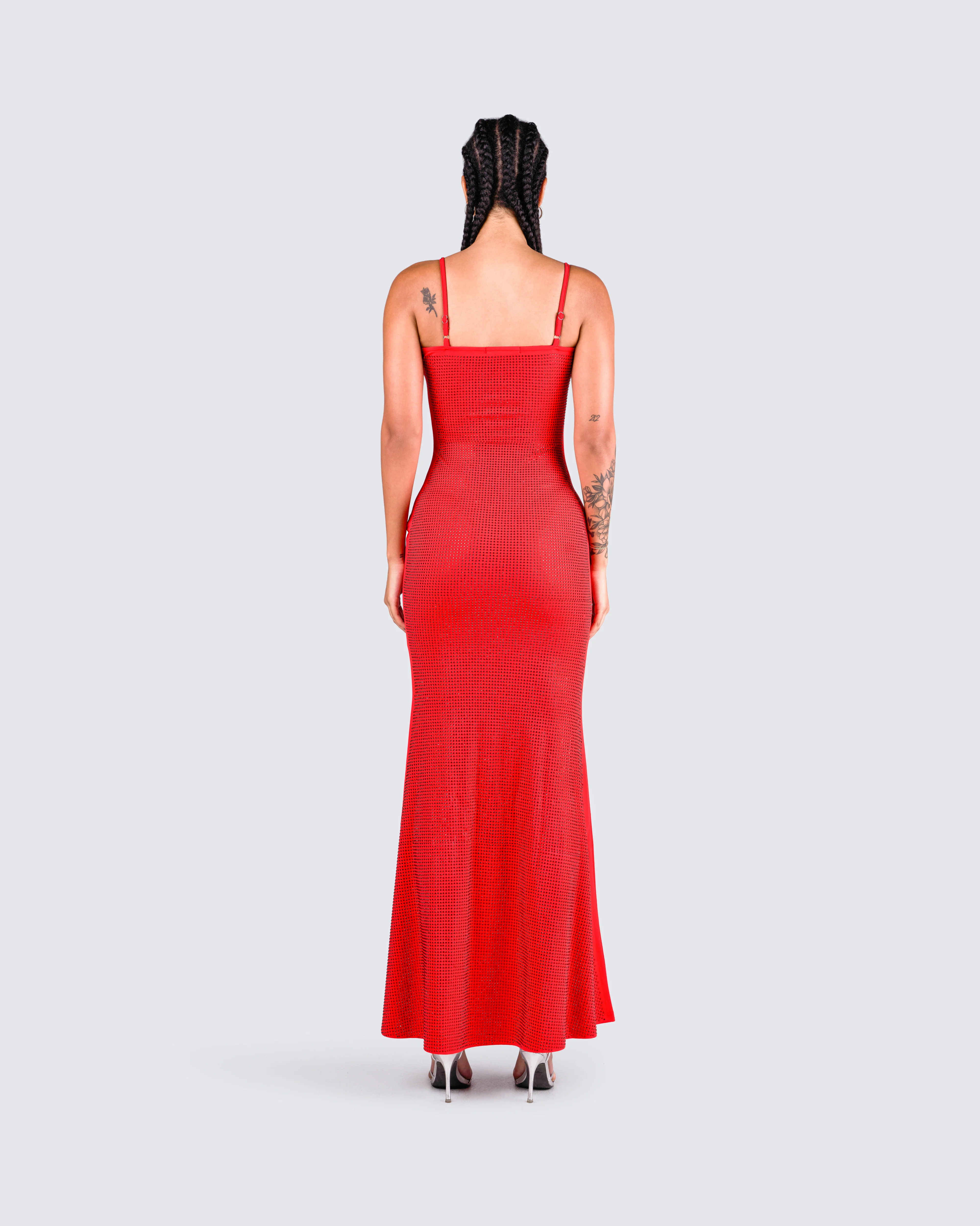 Numa Red Rhinestone Gown - Image 7