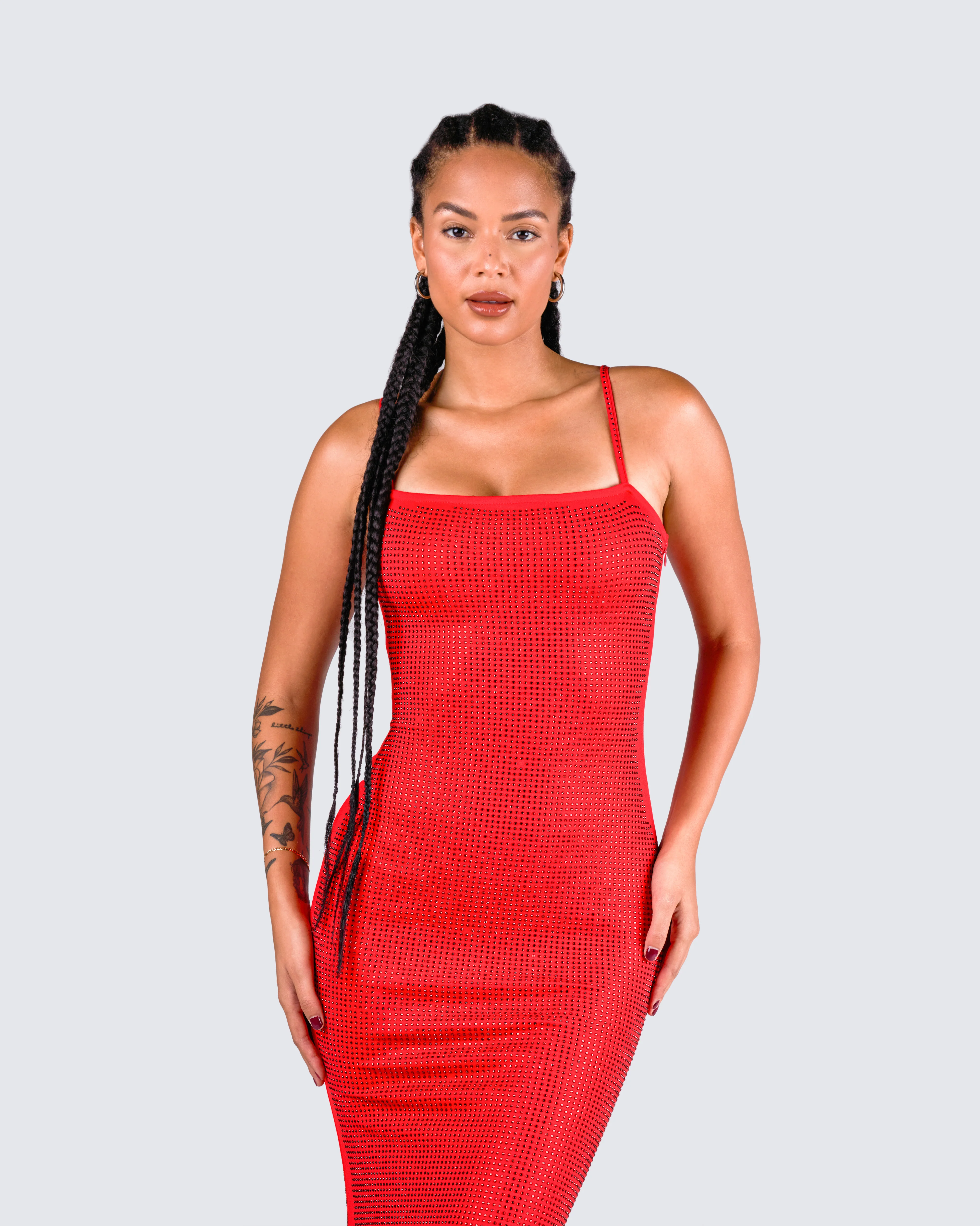 Numa Red Rhinestone Gown - Image 9