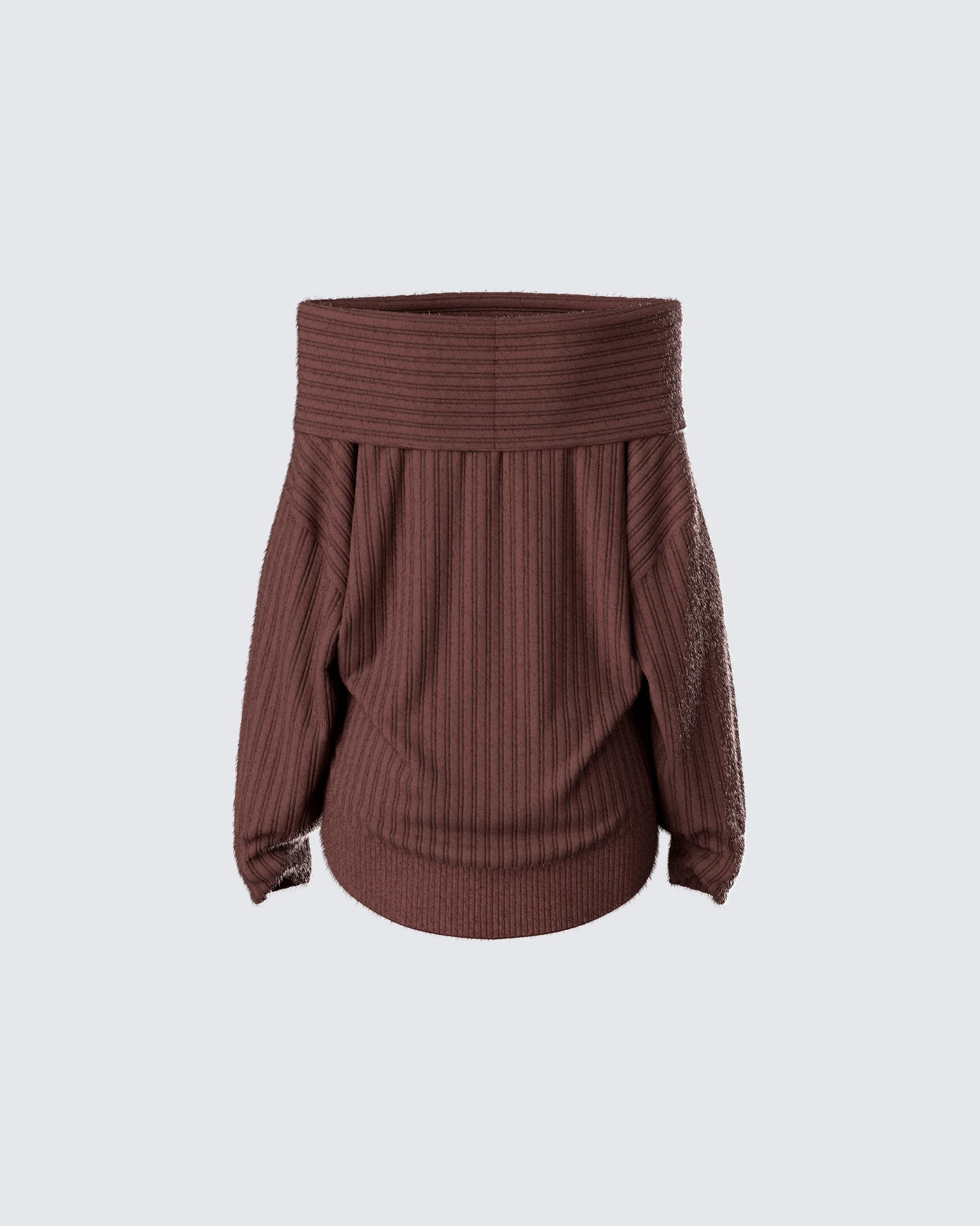 Nyx Brown Off Shoulder Sweater Top - Image 3