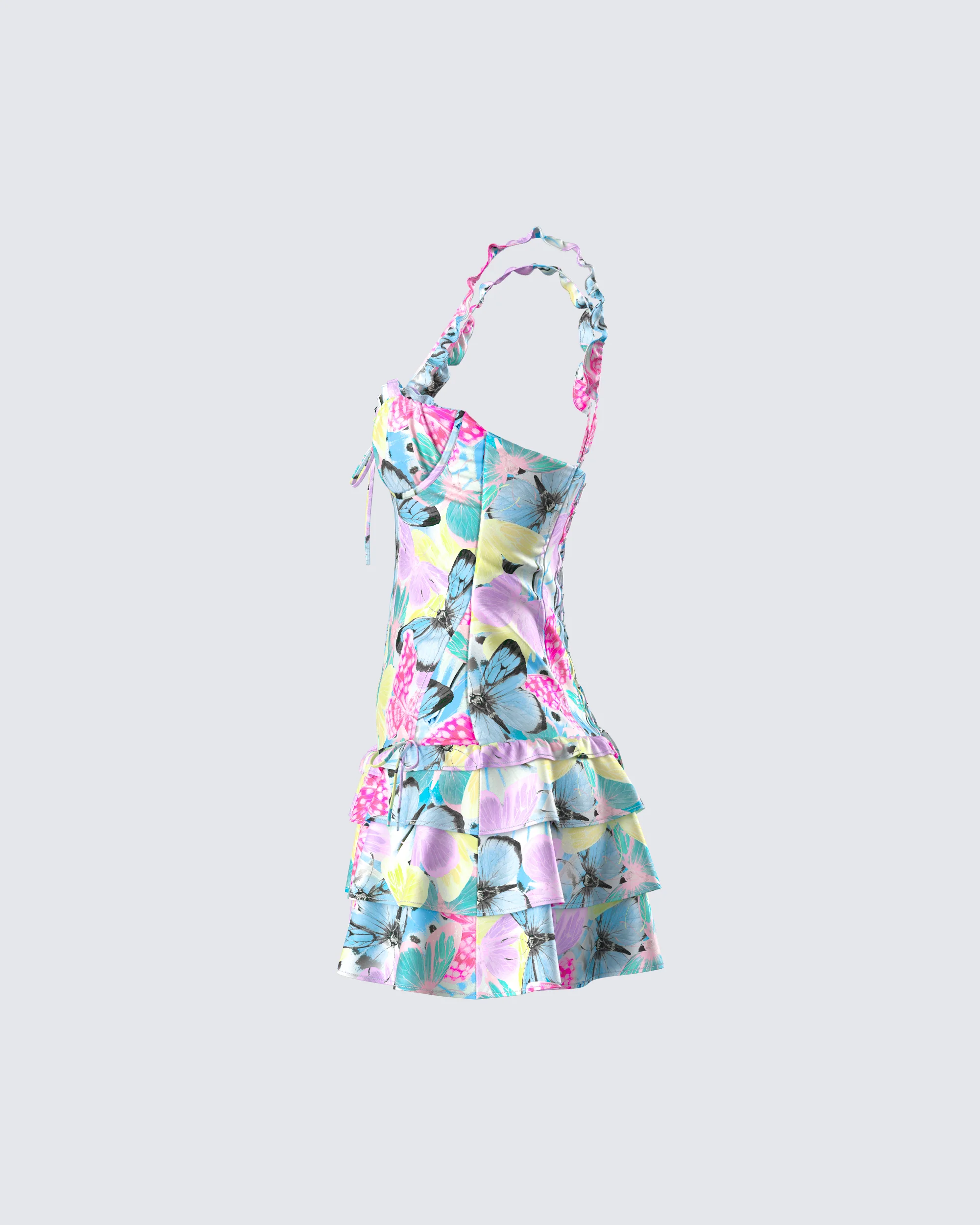 Odelle Printed Satin Ruffle Dress - Image 2