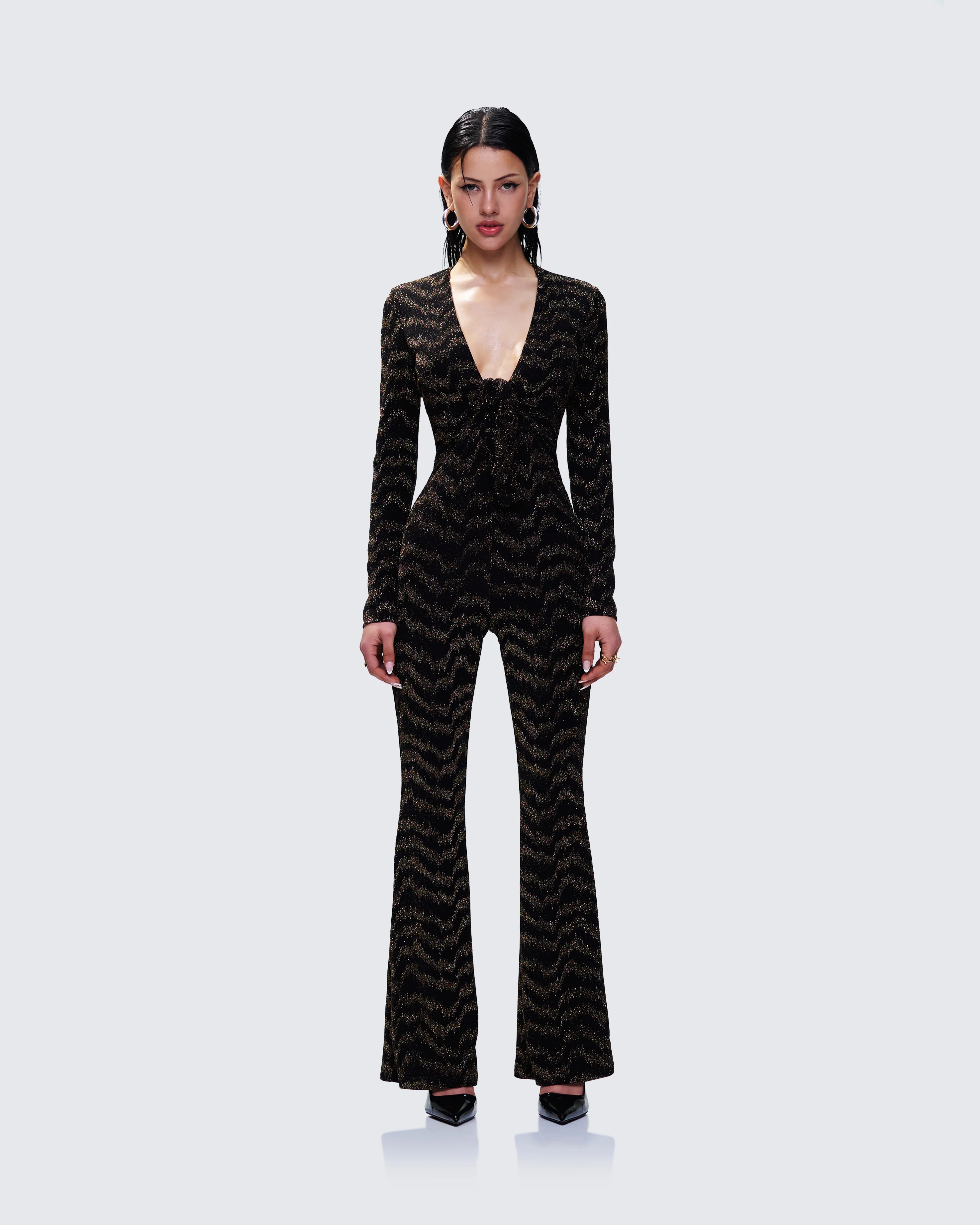 Odessa Black and Gold Metallic Jumpsuit - Image 4