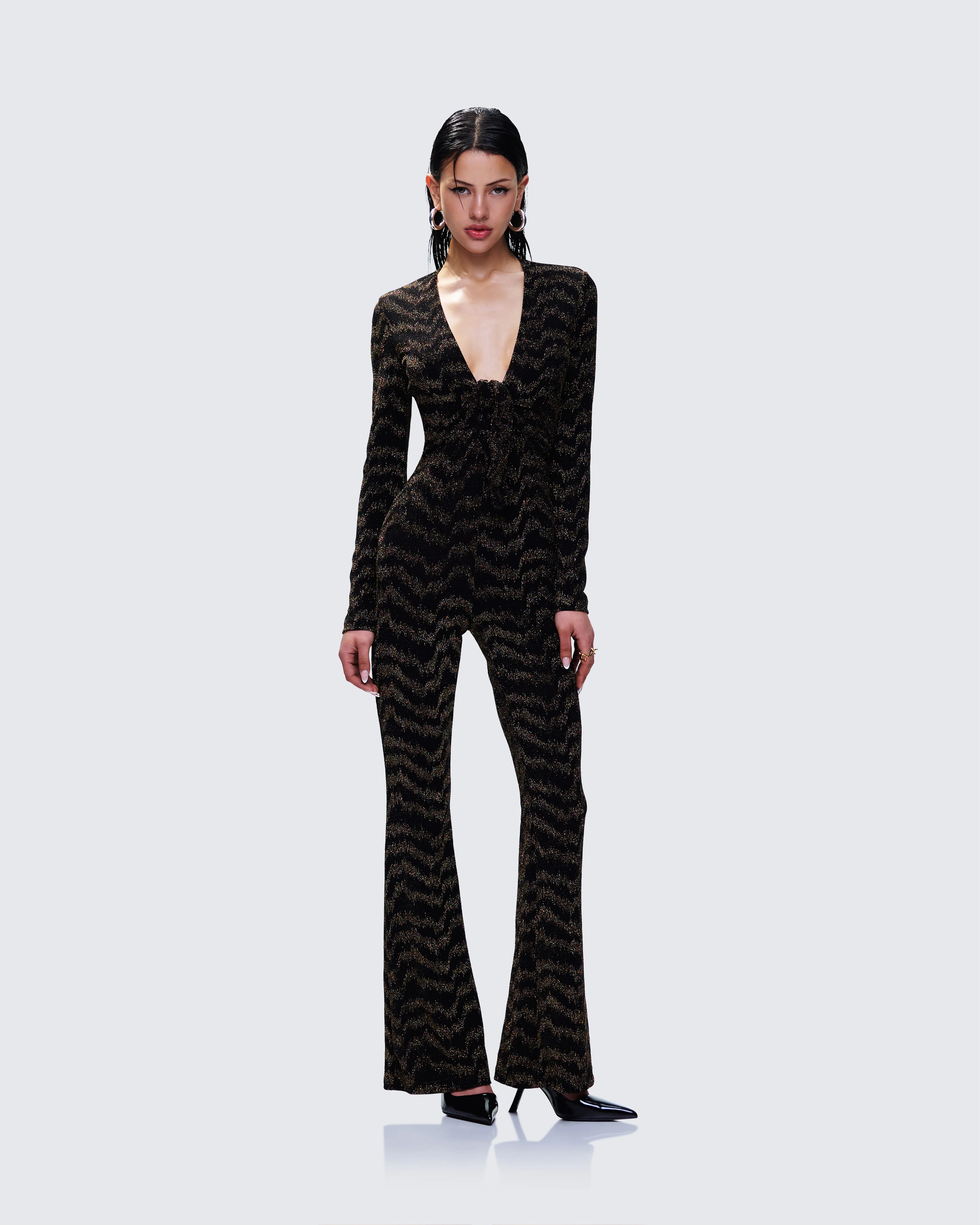 Odessa Black and Gold Metallic Jumpsuit - Image 5