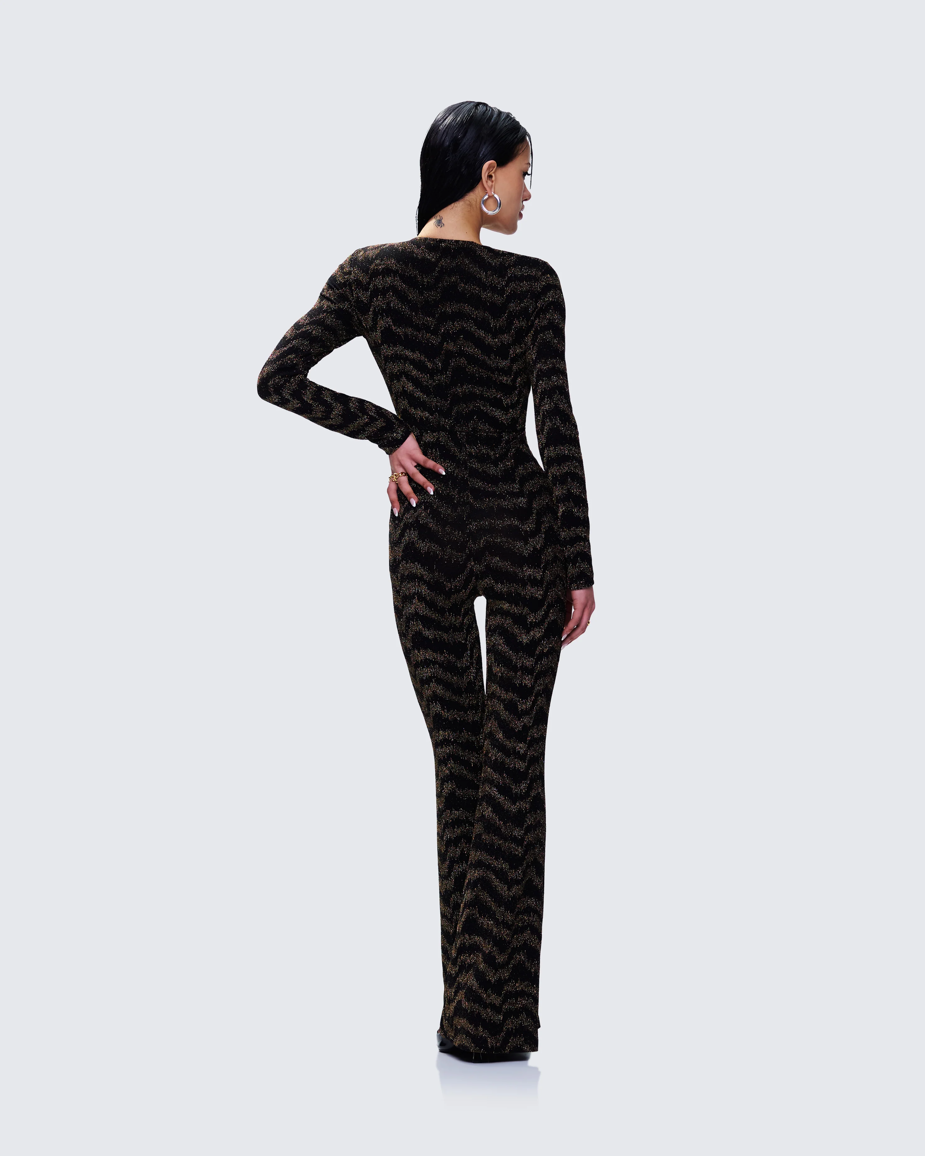 Odessa Black and Gold Metallic Jumpsuit - Image 7