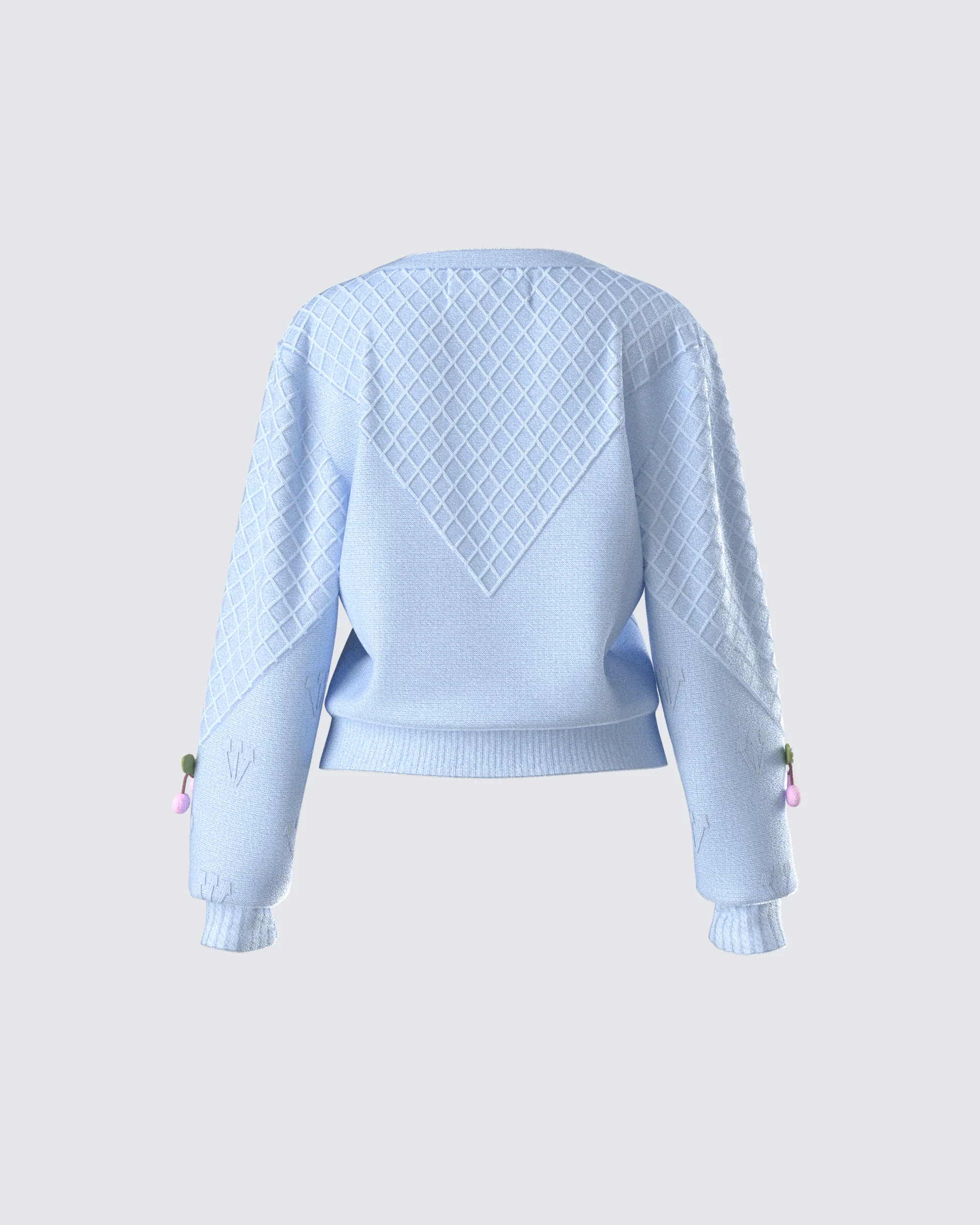 Olea Lavender Cherry Trim Cardigan - Image 3