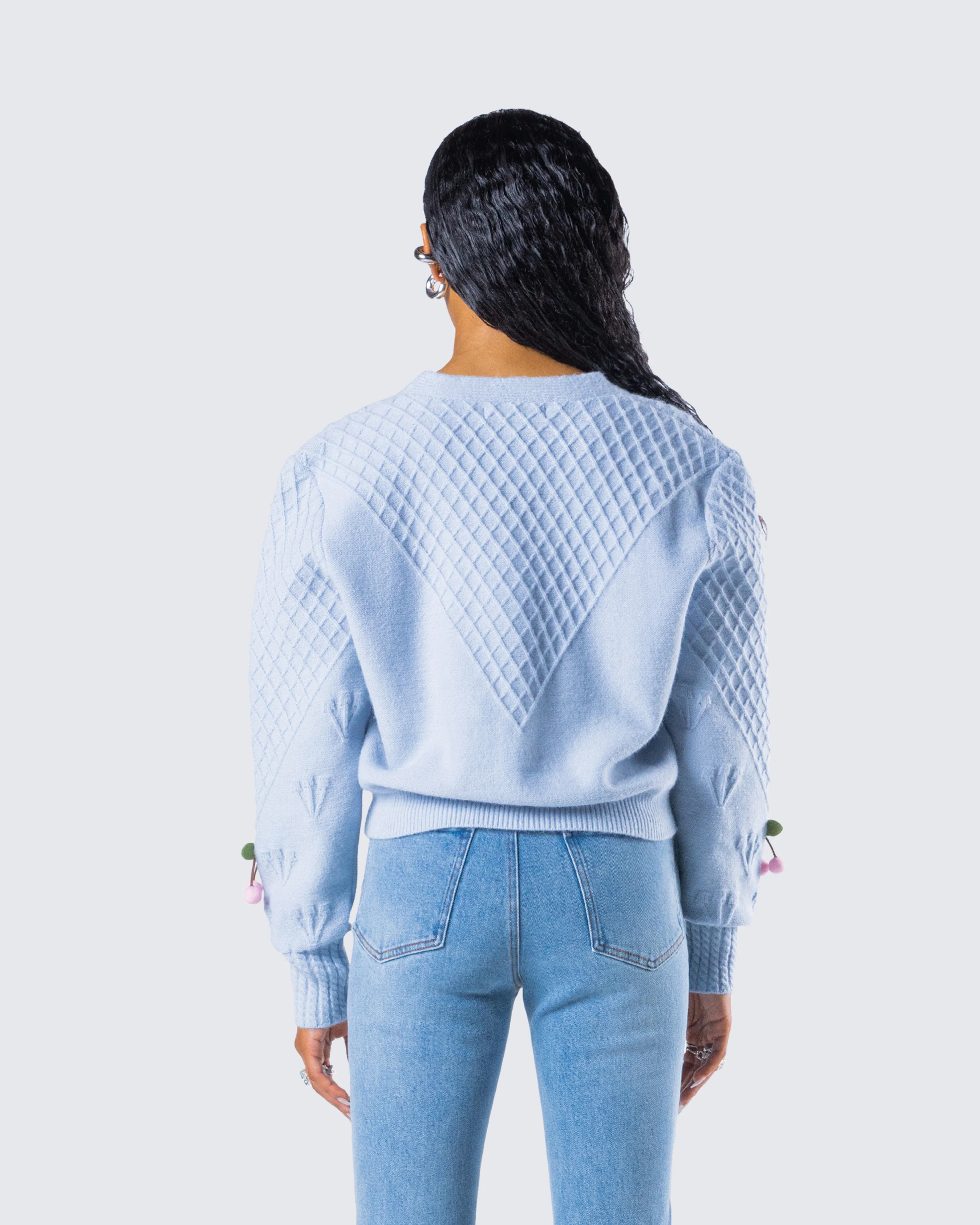 Olea Lavender Cherry Trim Cardigan - Image 7