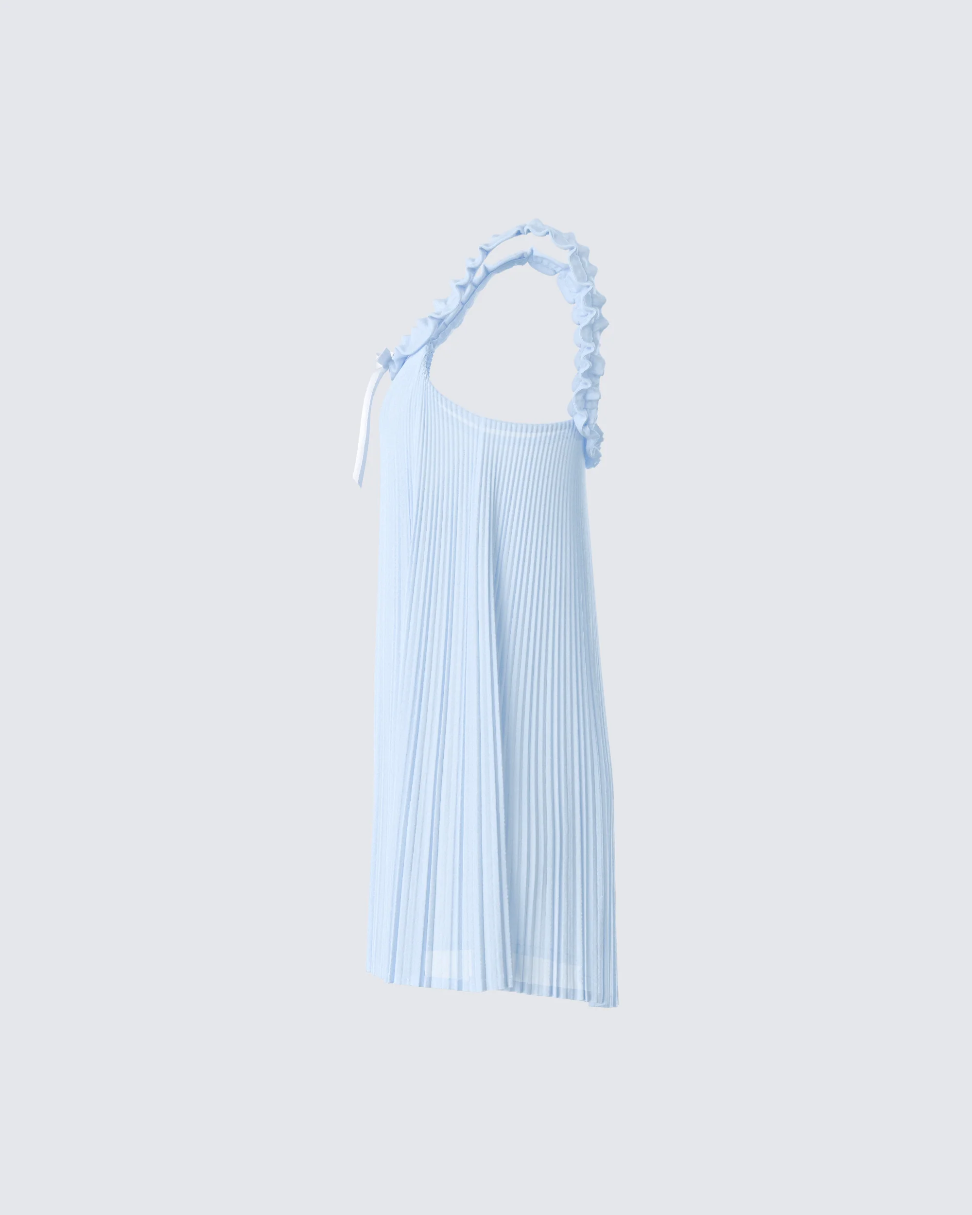 Olwen Baby Blue Plisse Mini Dress - Image 2