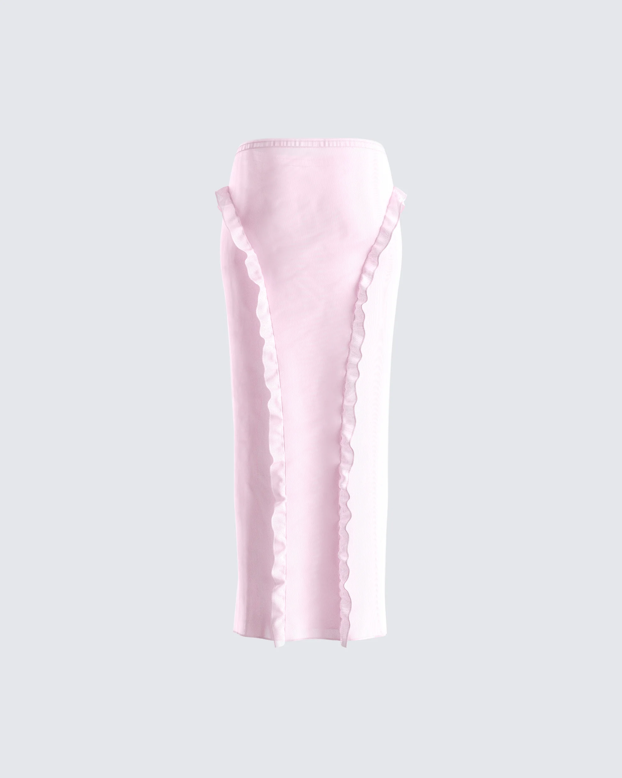 Omid Pink Ruffled Mesh Maxi Skirt - Image 3