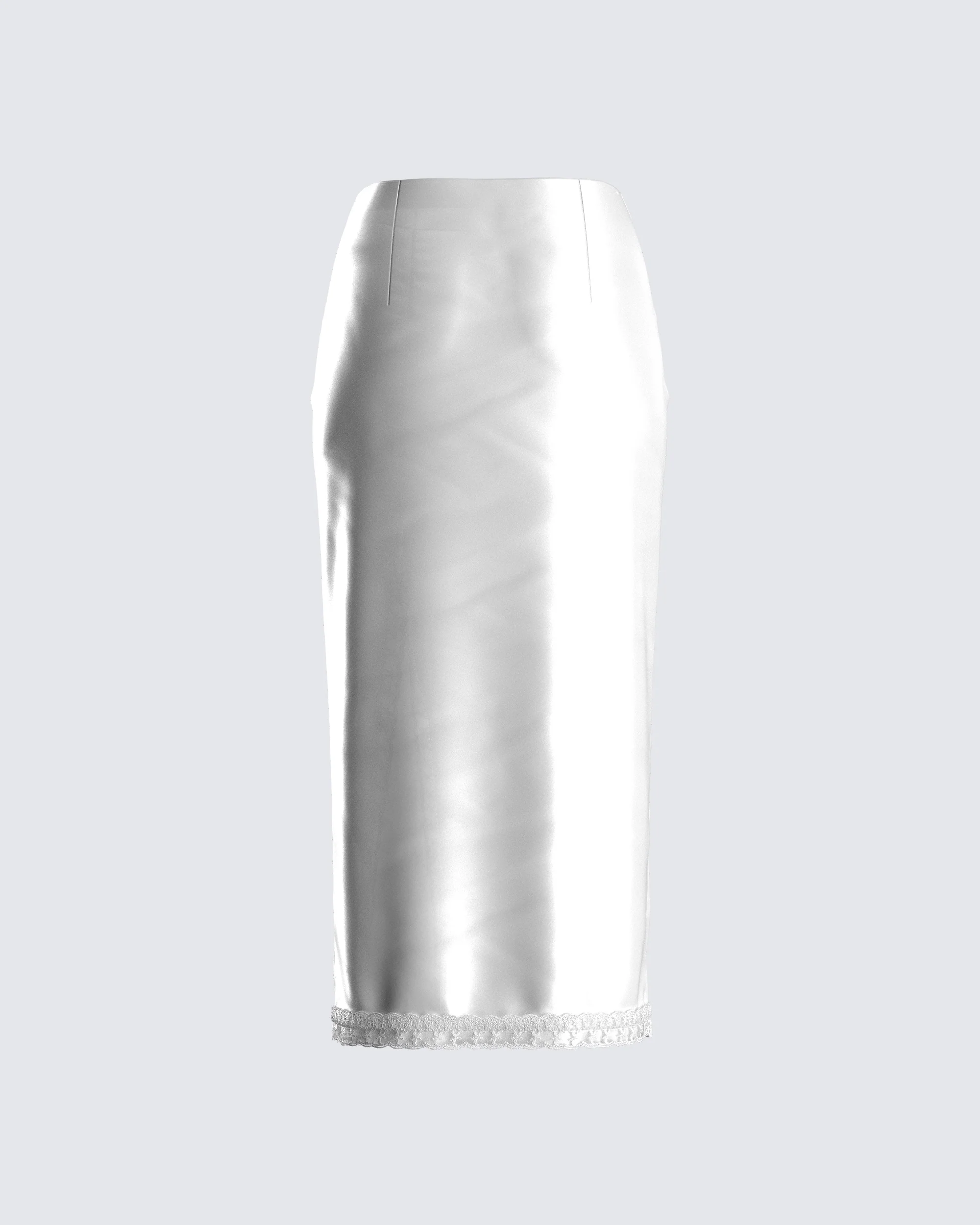 Orana White Satin Lace Skirt - Image 3