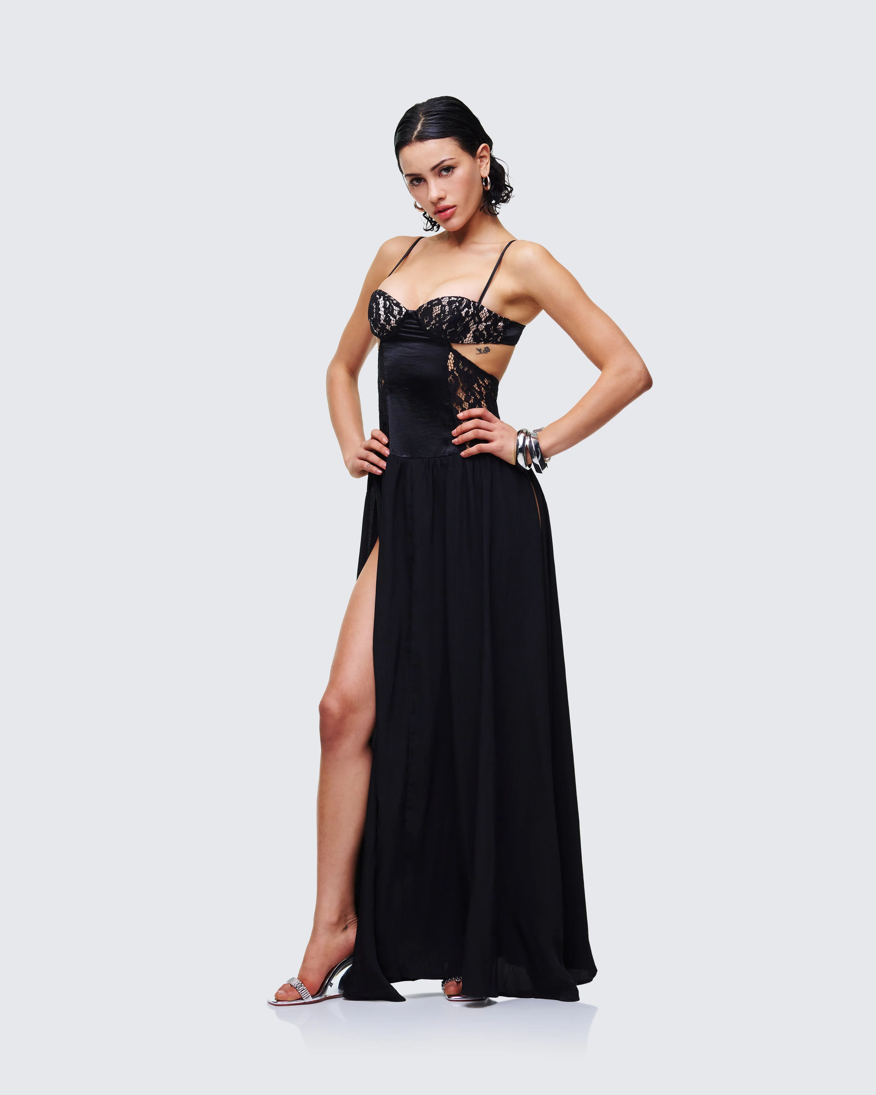 Orsina Black Sheer Hem Corset Dress - Image 4