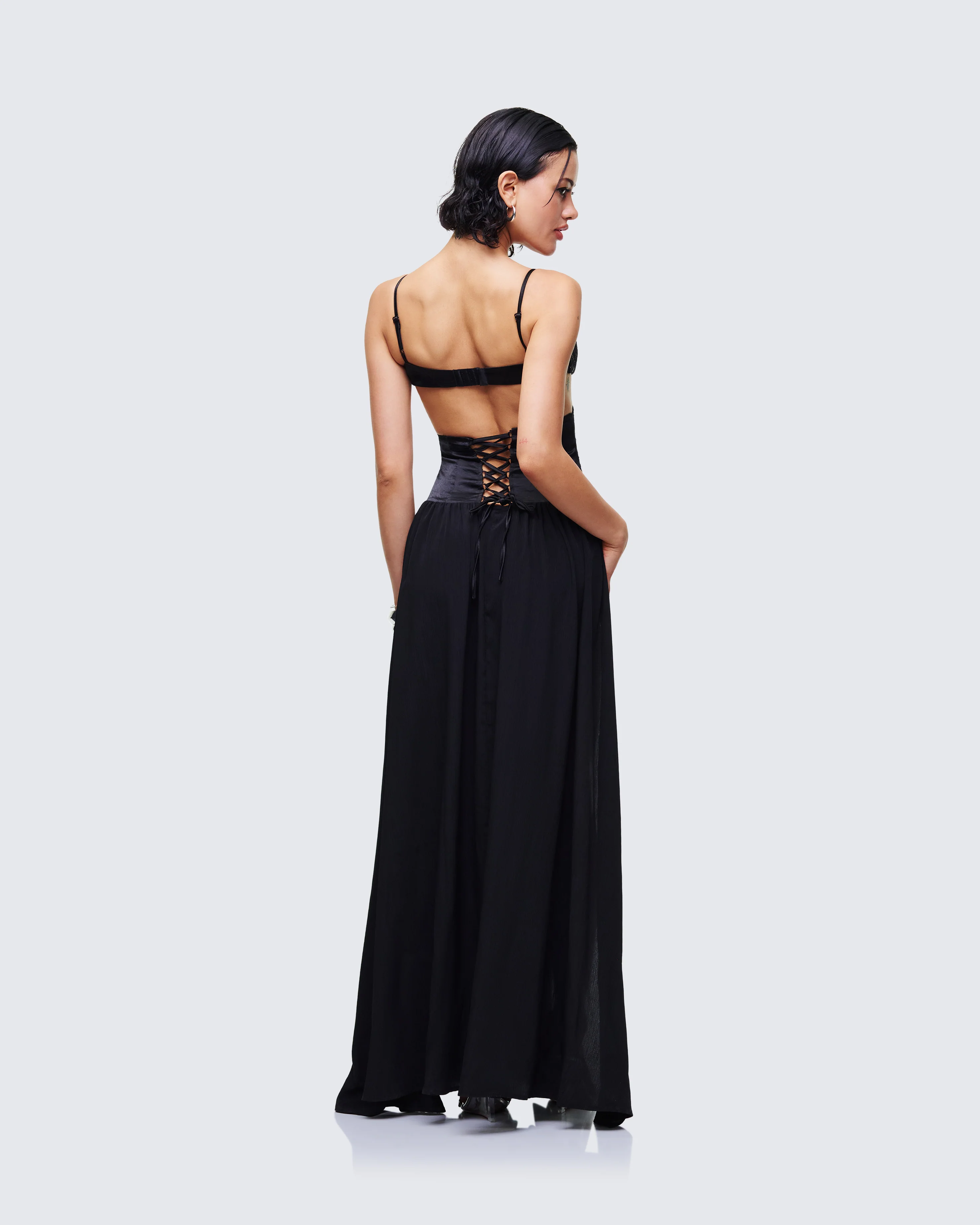 Orsina Black Sheer Hem Corset Dress - Image 5