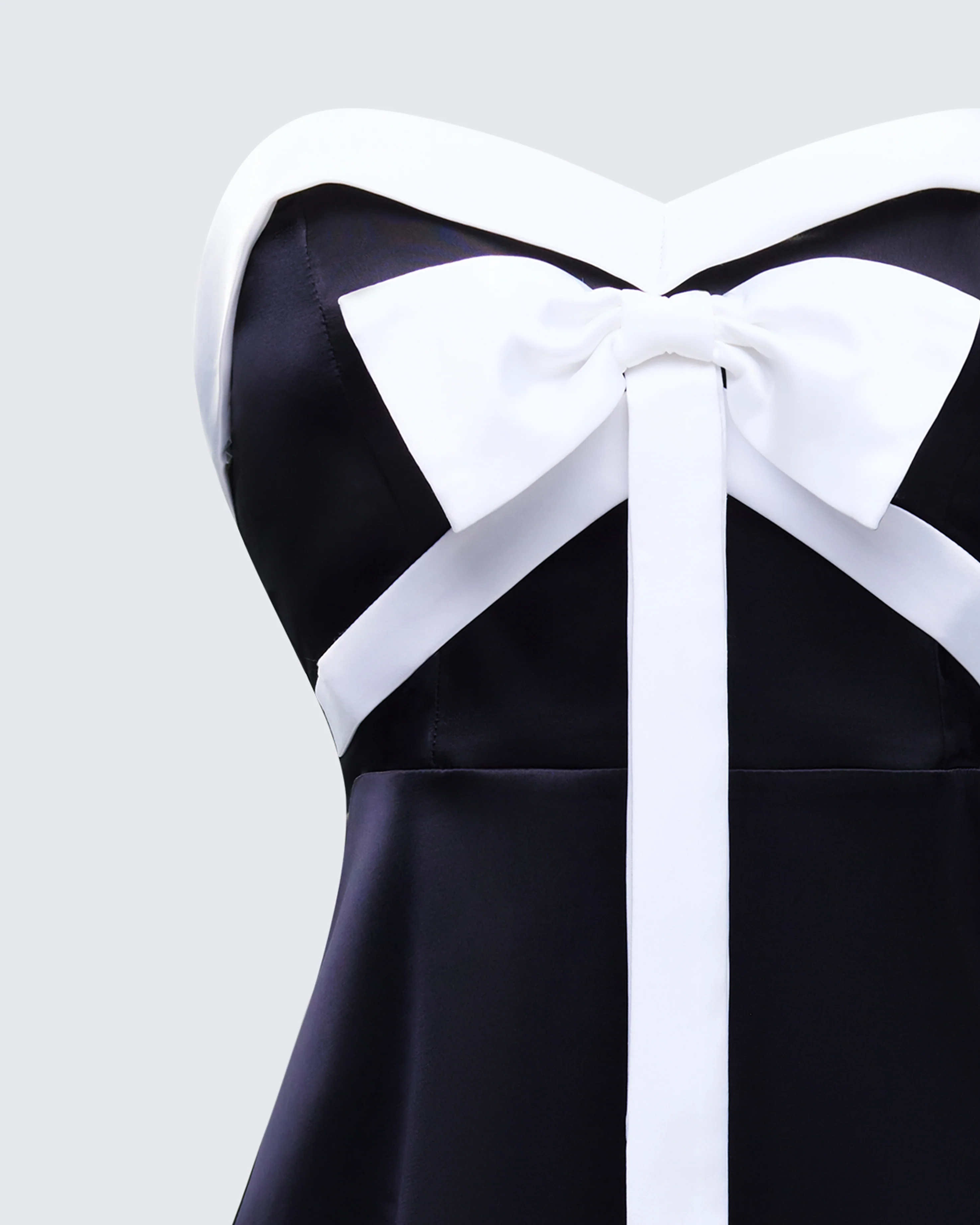 Ottilie Black Oversized Bow Mini Dress - Image 6