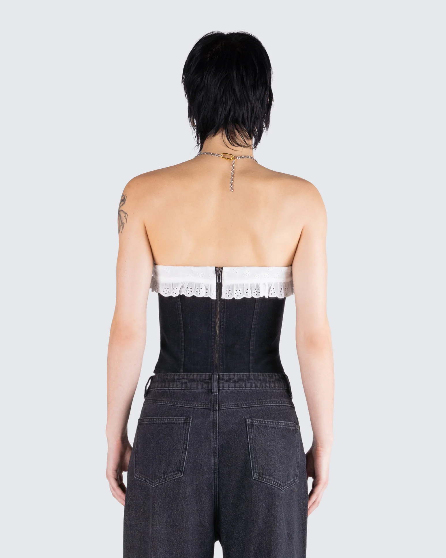 Padma Multi Eyelet Denim Tube Top - Image 7