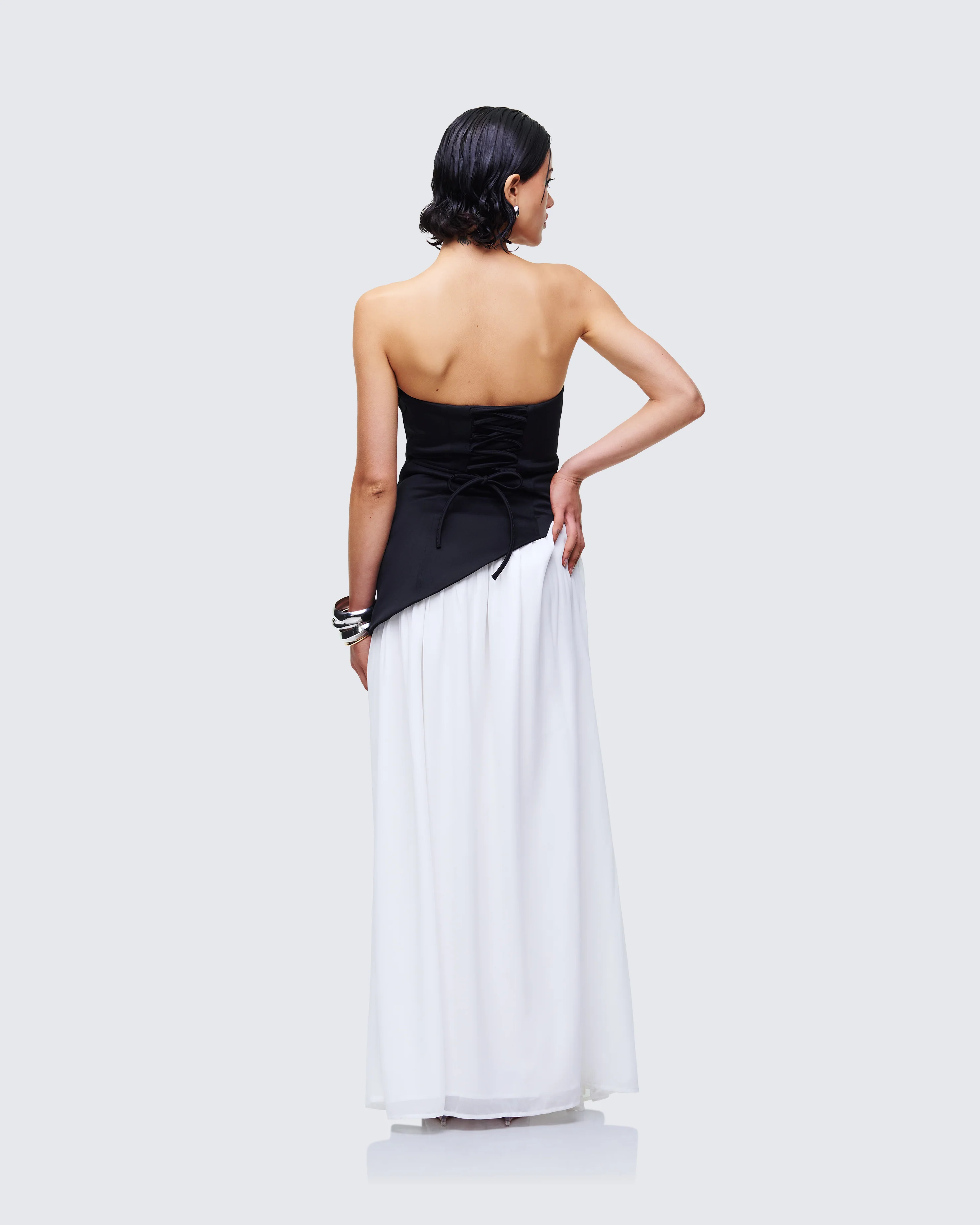 Pebla Black Crepe Contrast Maxi Dress - Image 5