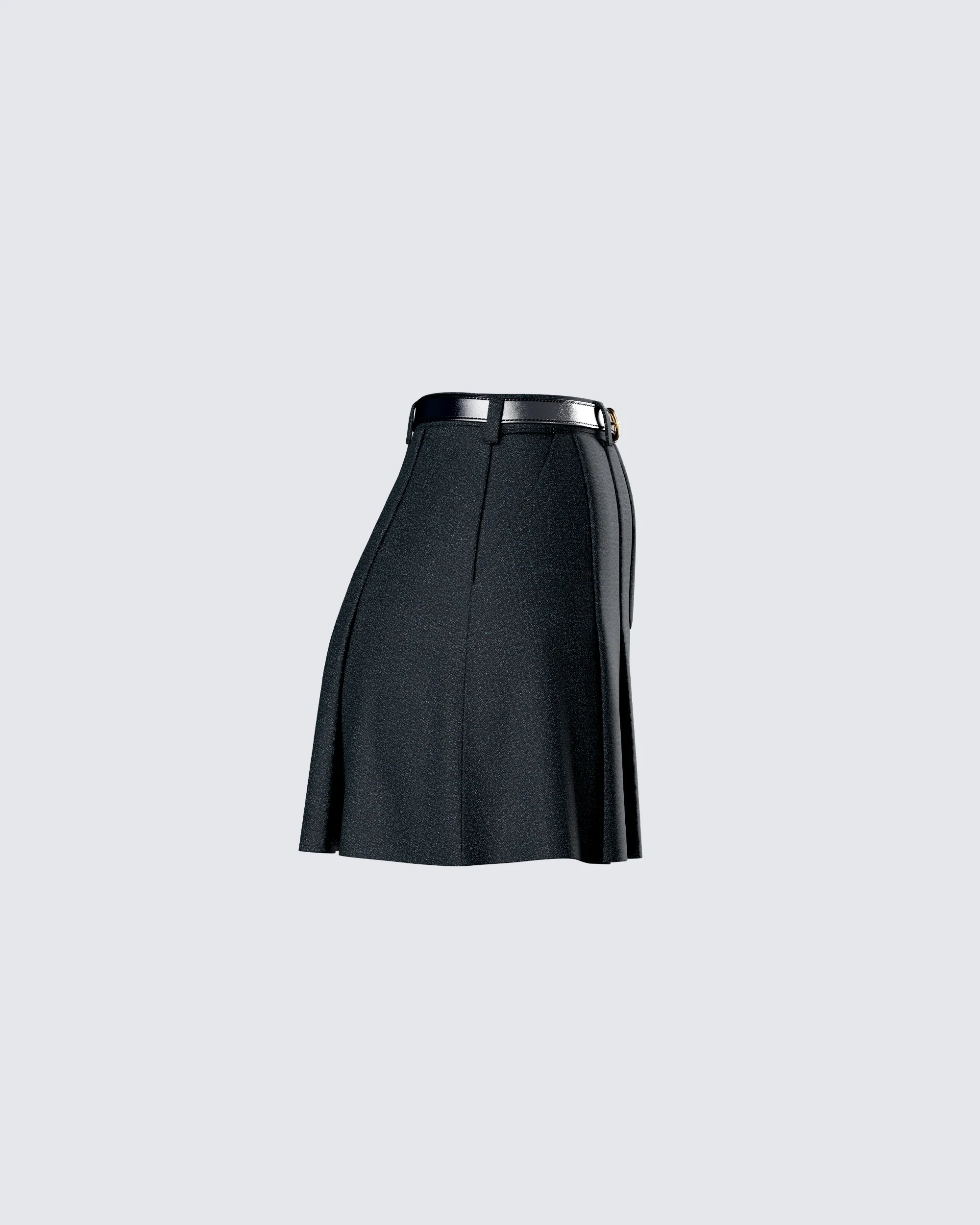 Perla Black Pleated Mini Skirt - Image 2