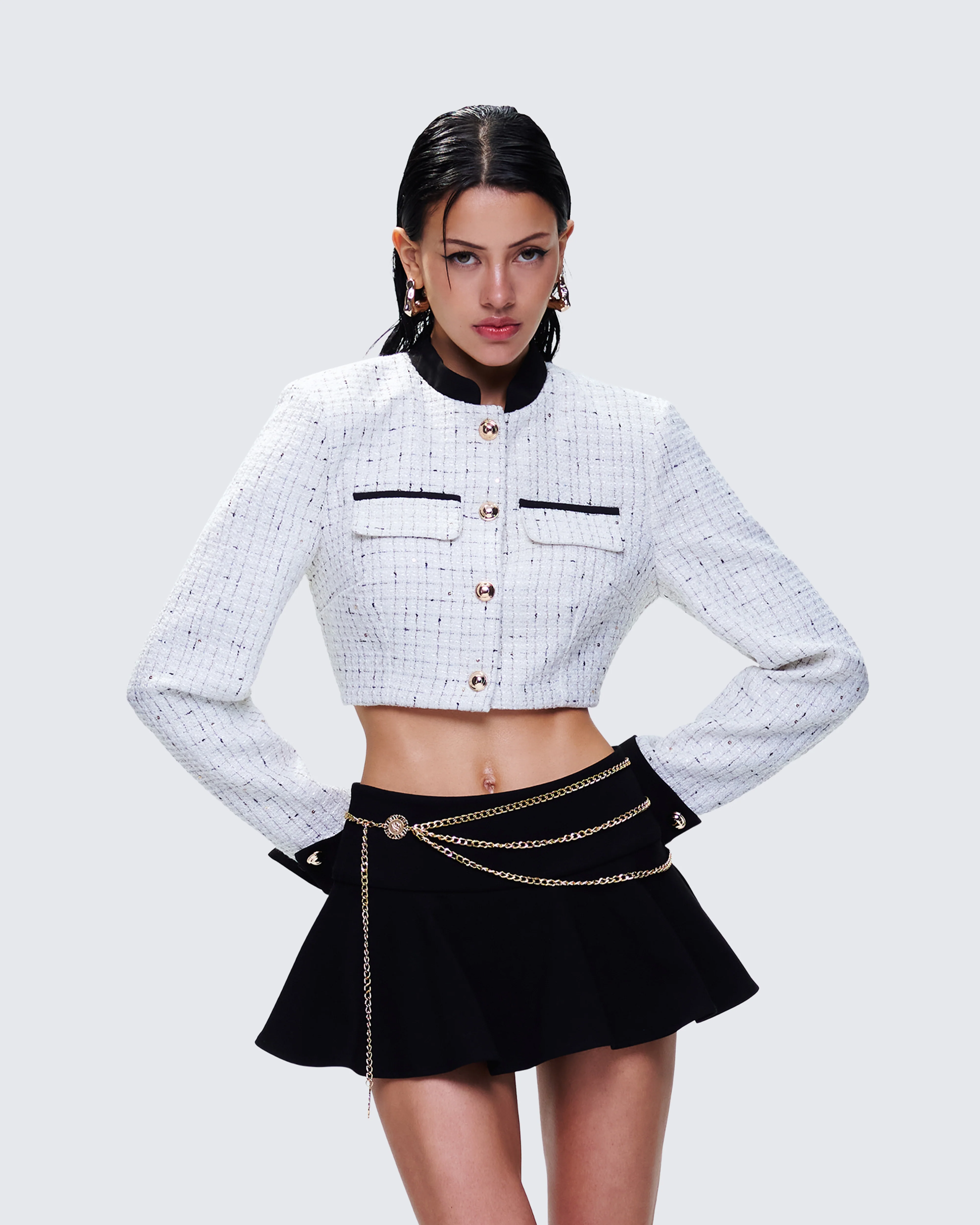 Pippa Ivory Tweed Cropped Jacket - Image 3