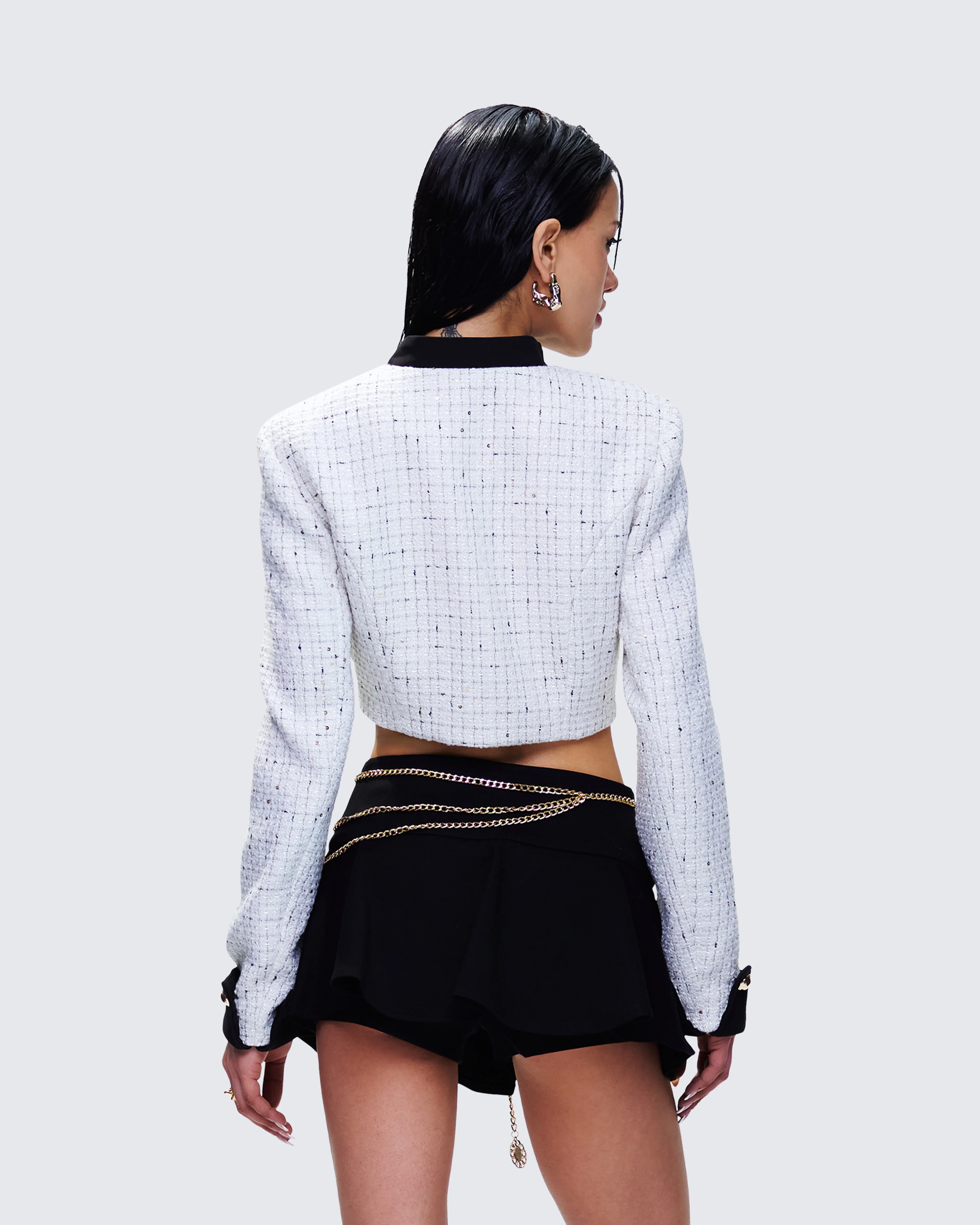 Pippa Ivory Tweed Cropped Jacket - Image 4
