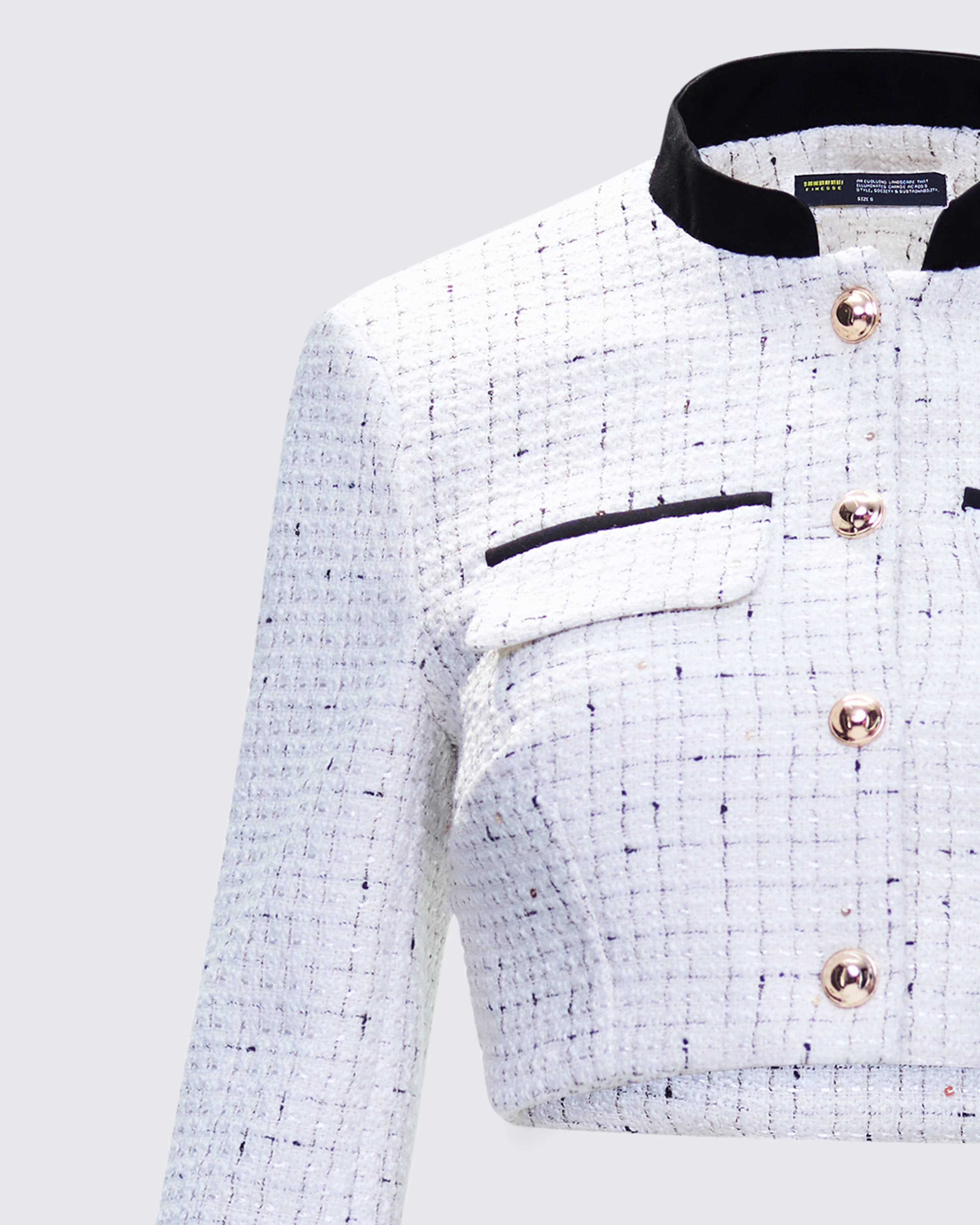 Pippa Ivory Tweed Cropped Jacket - Image 6