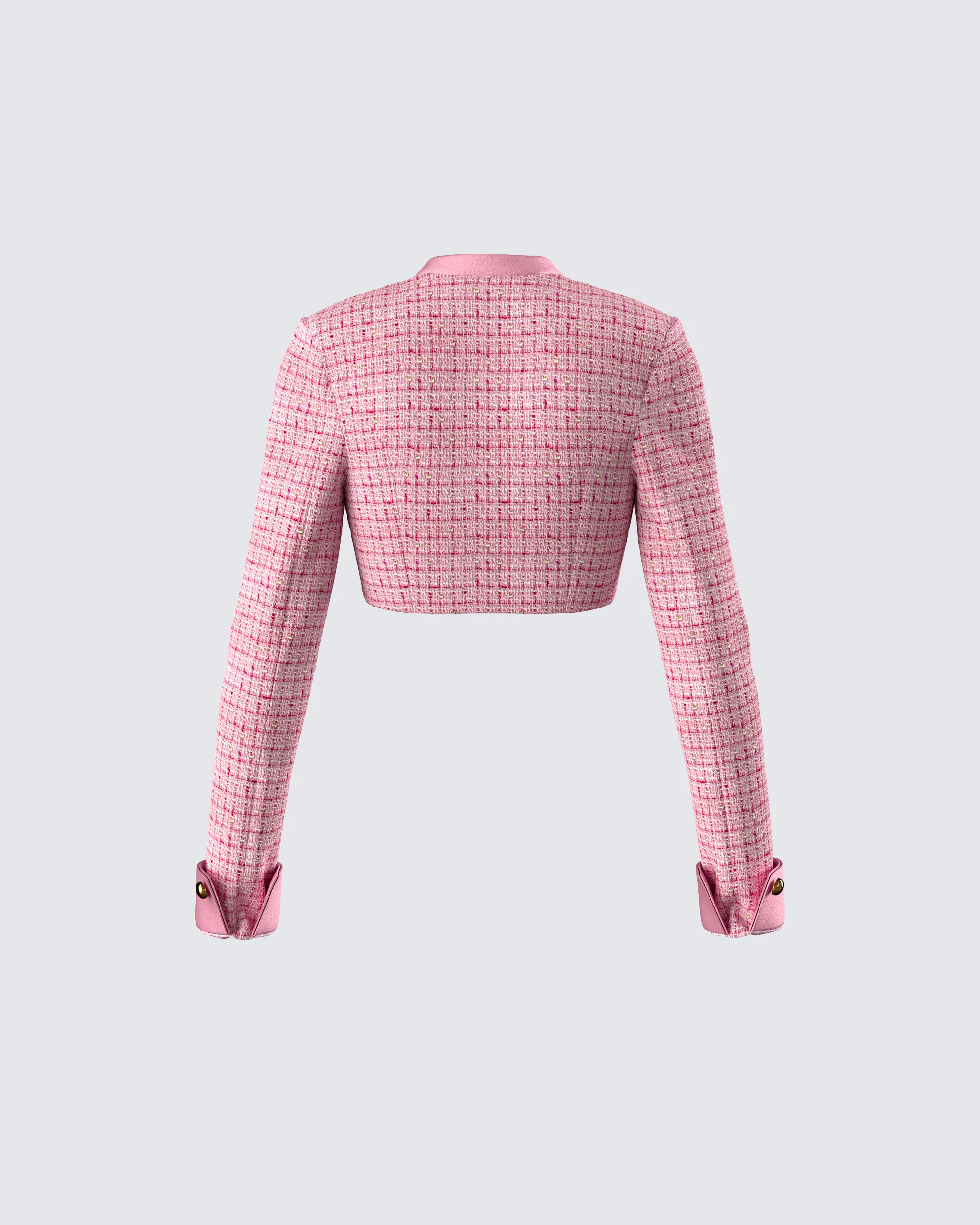 Pippa Pink Tweed Cropped Jacket - Image 3