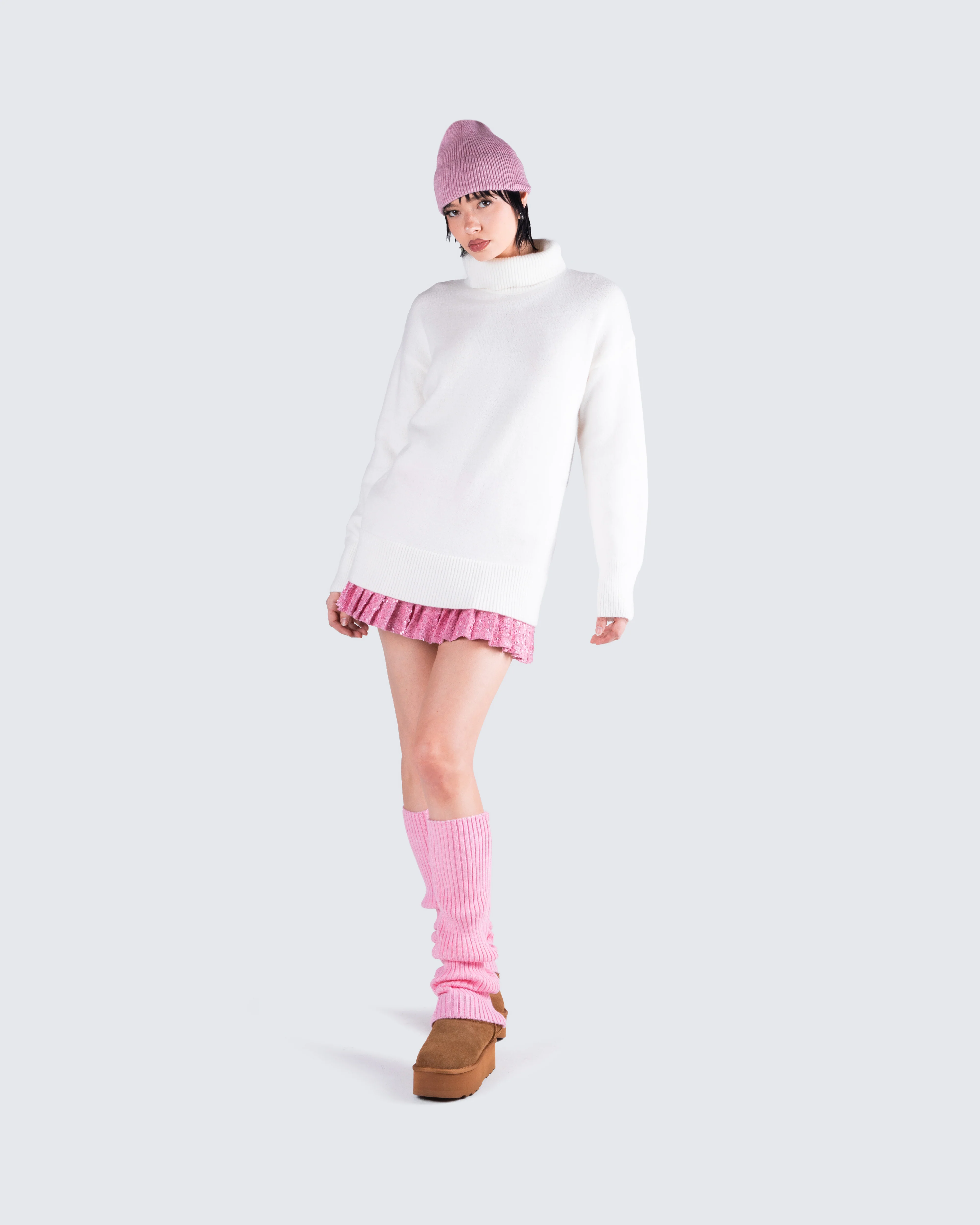 Pollie Pink Ribbed Leg Warmer - Image 9