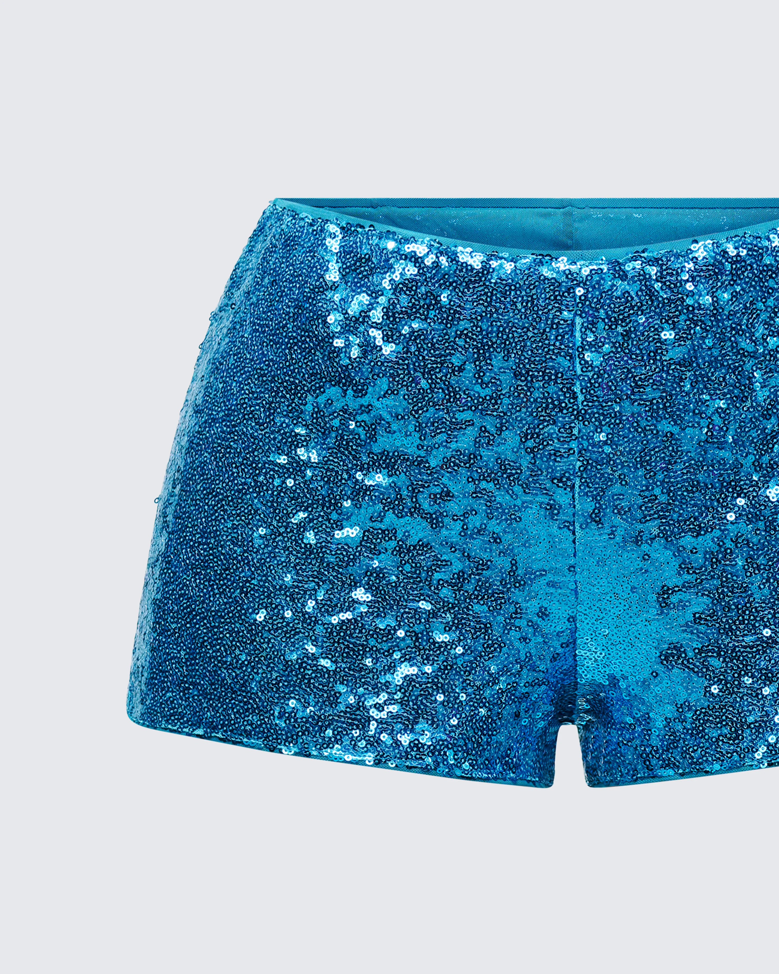 Posie Blue Sequin Mini Shorts - Image 6
