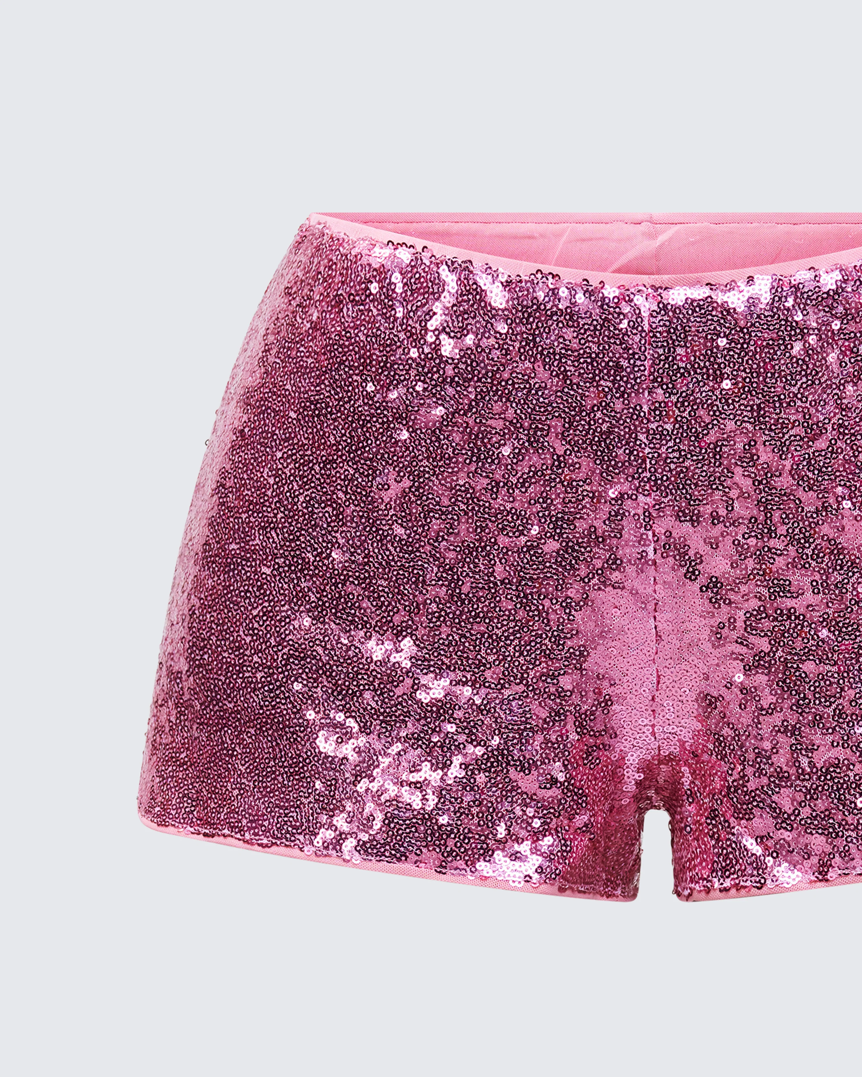 Posie Pink Sequin Mini Shorts - Image 6