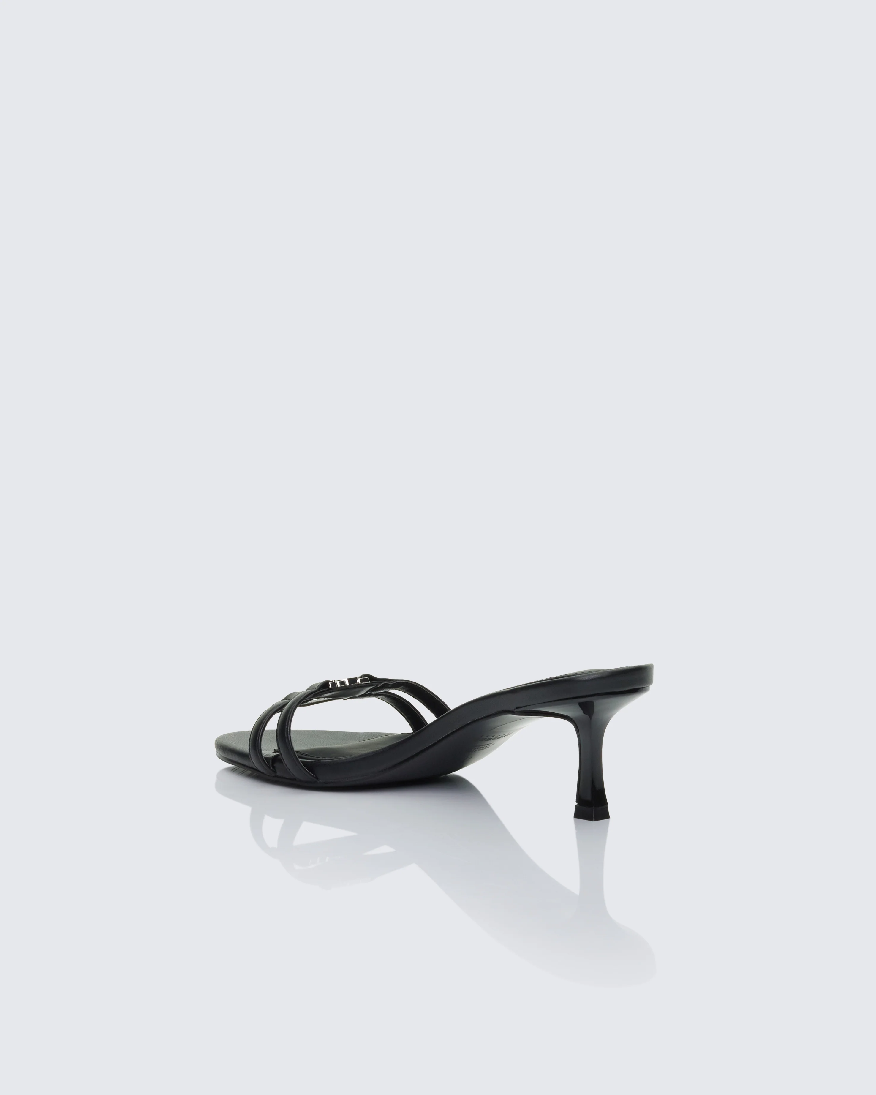 Queenie Black Safety Buckle Kitten Heel - Image 3