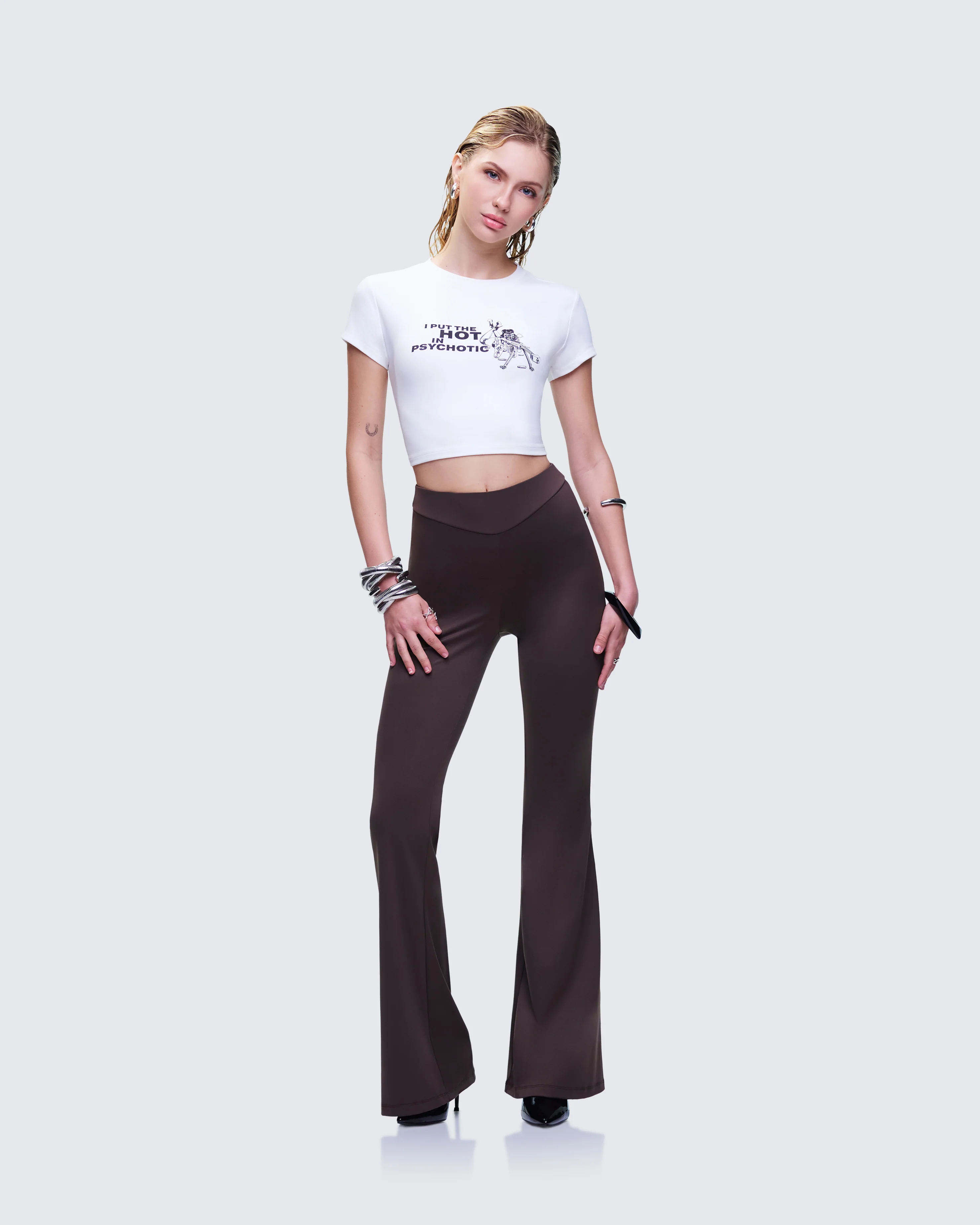 Quintessa Brown Ruched Back Flare Pants - Image 5