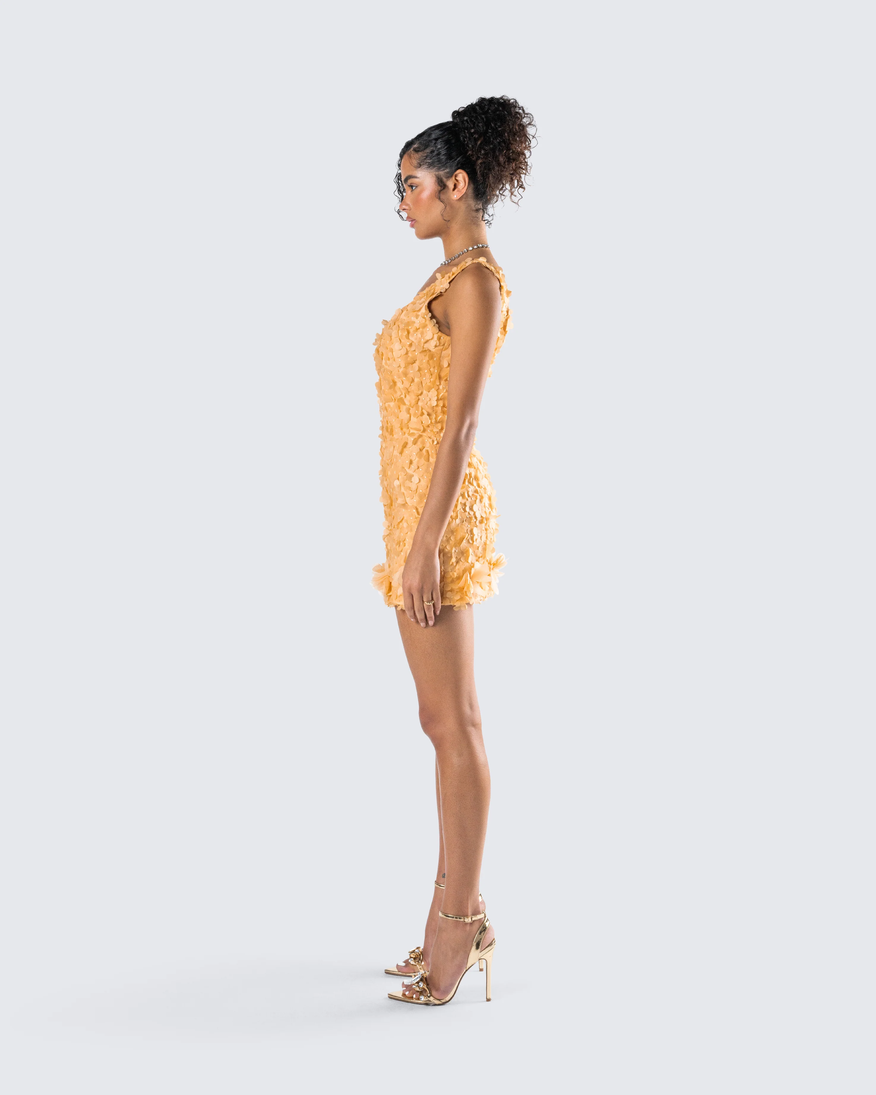 Raelyn Orange Petal Mini Dress - Image 6