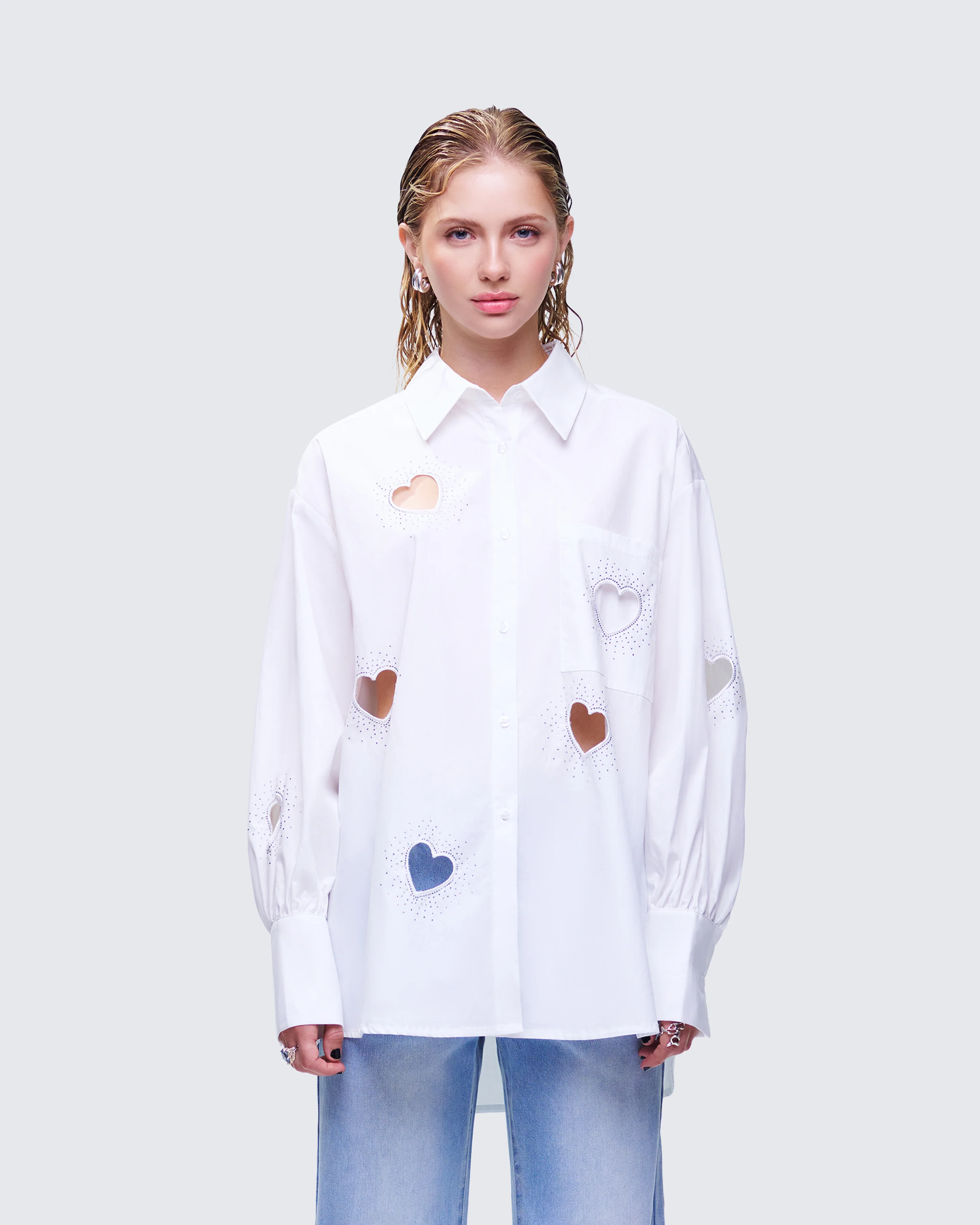 Rafaela White Heart Diamante Shirt - Image 2