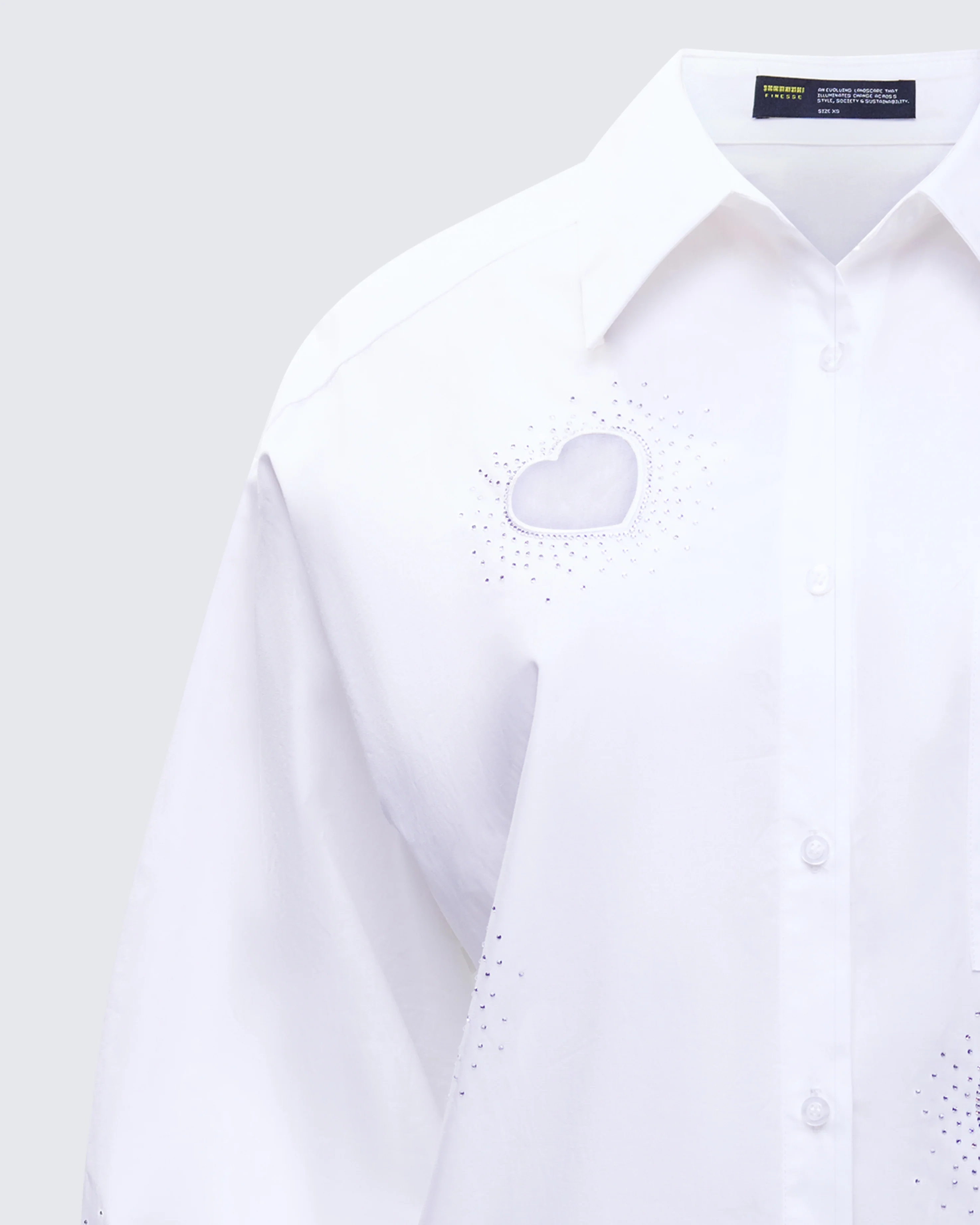 Rafaela White Heart Diamante Shirt - Image 6