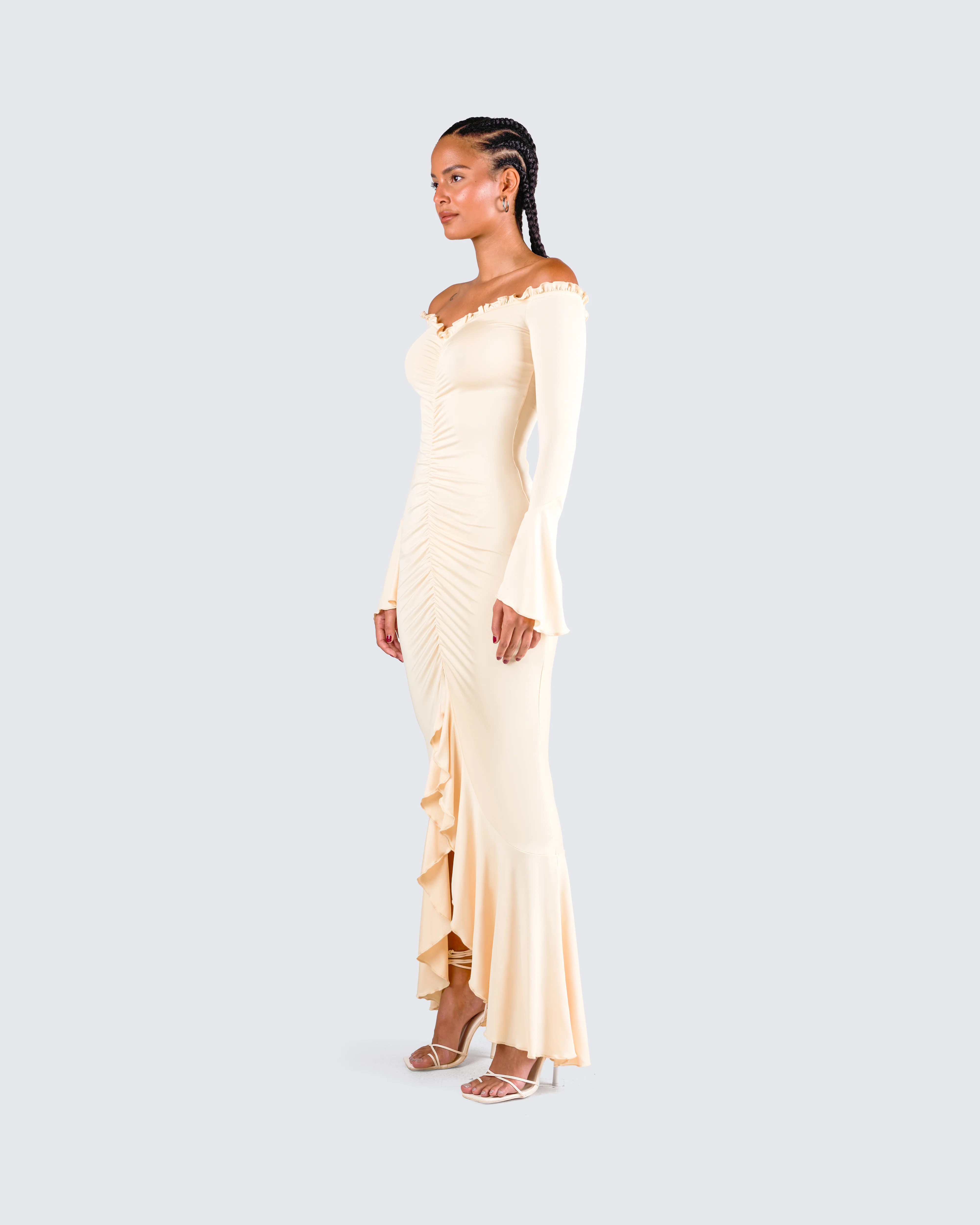 Rafella Yellow Off Shoulder Dress - Image 5