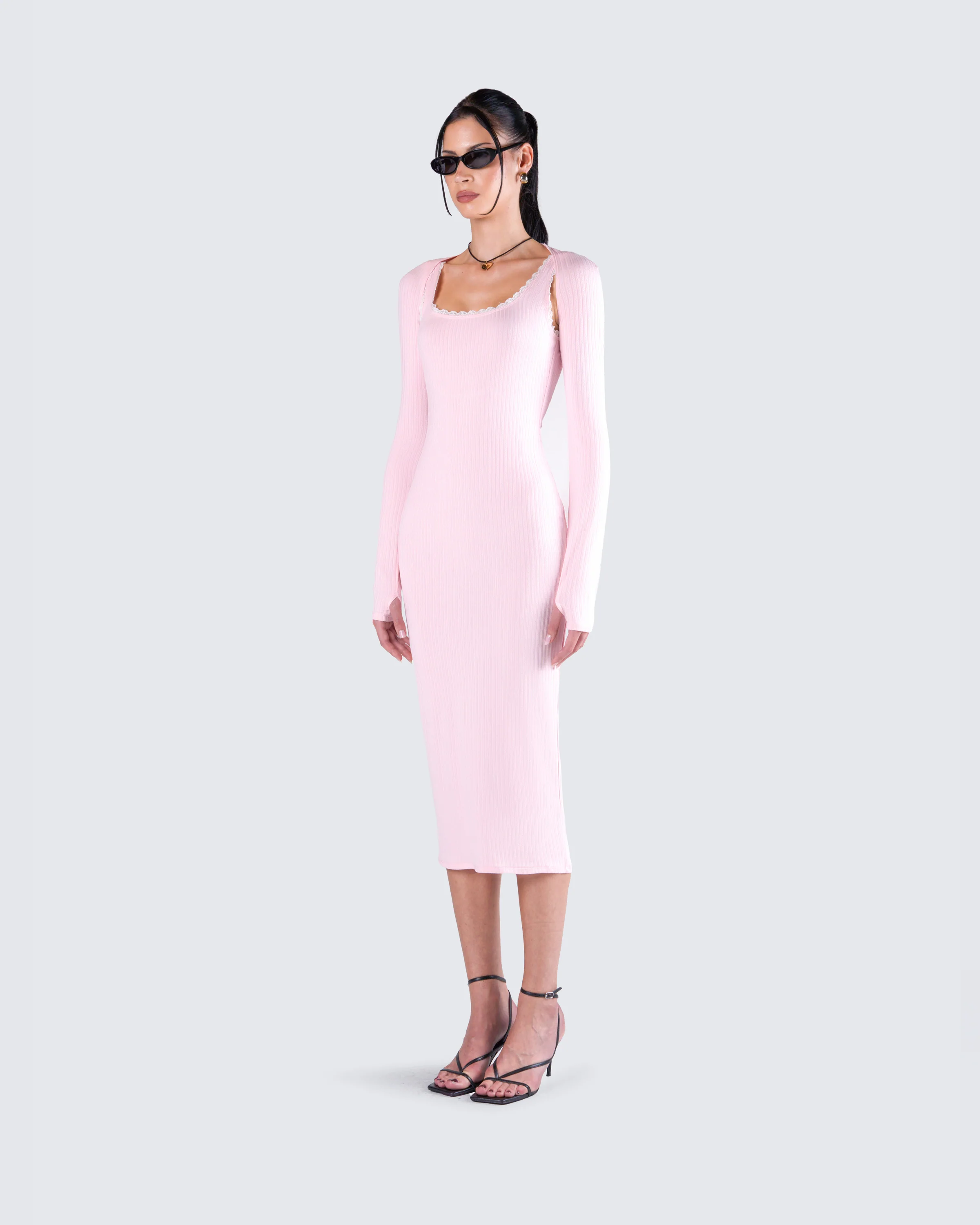 Rai Pink Rib Knit Midi Dress - Image 5