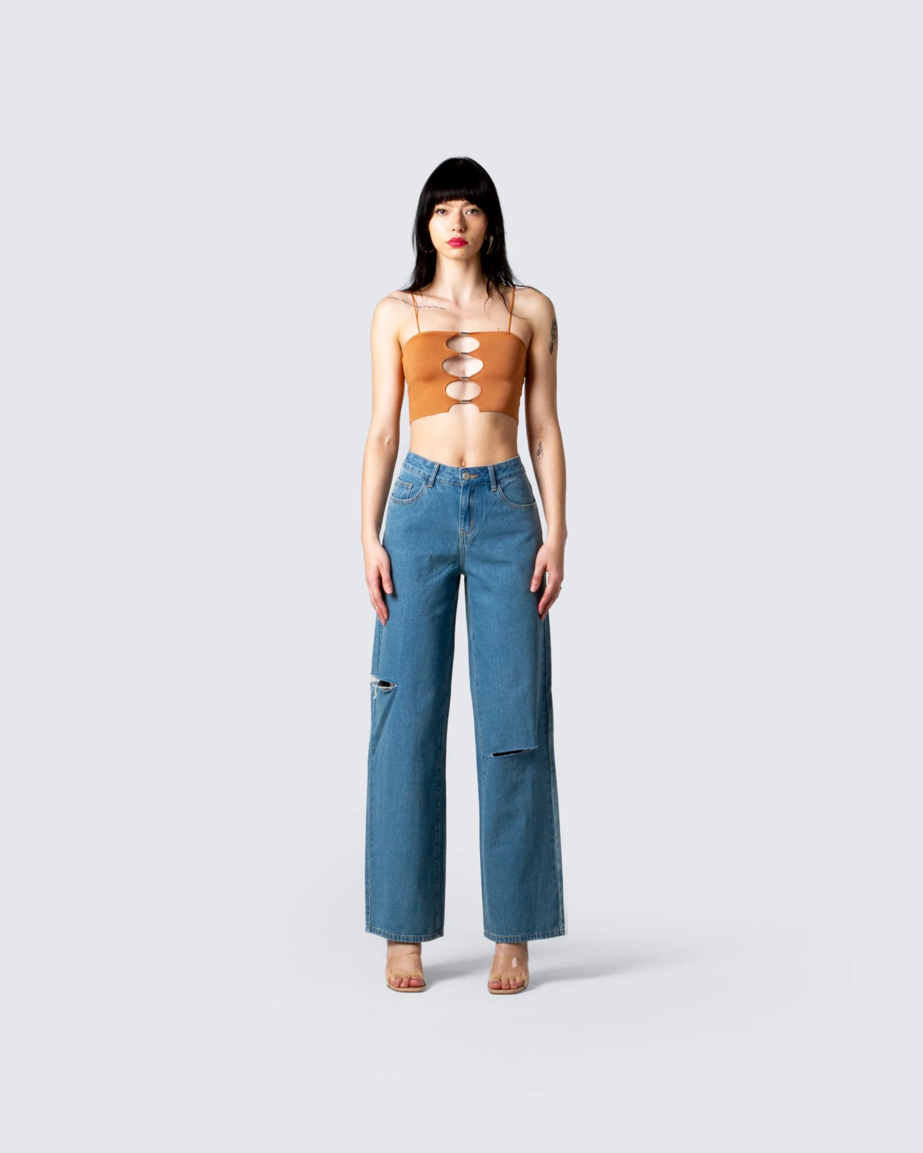Raina Brown Cut Out Top - Image 4