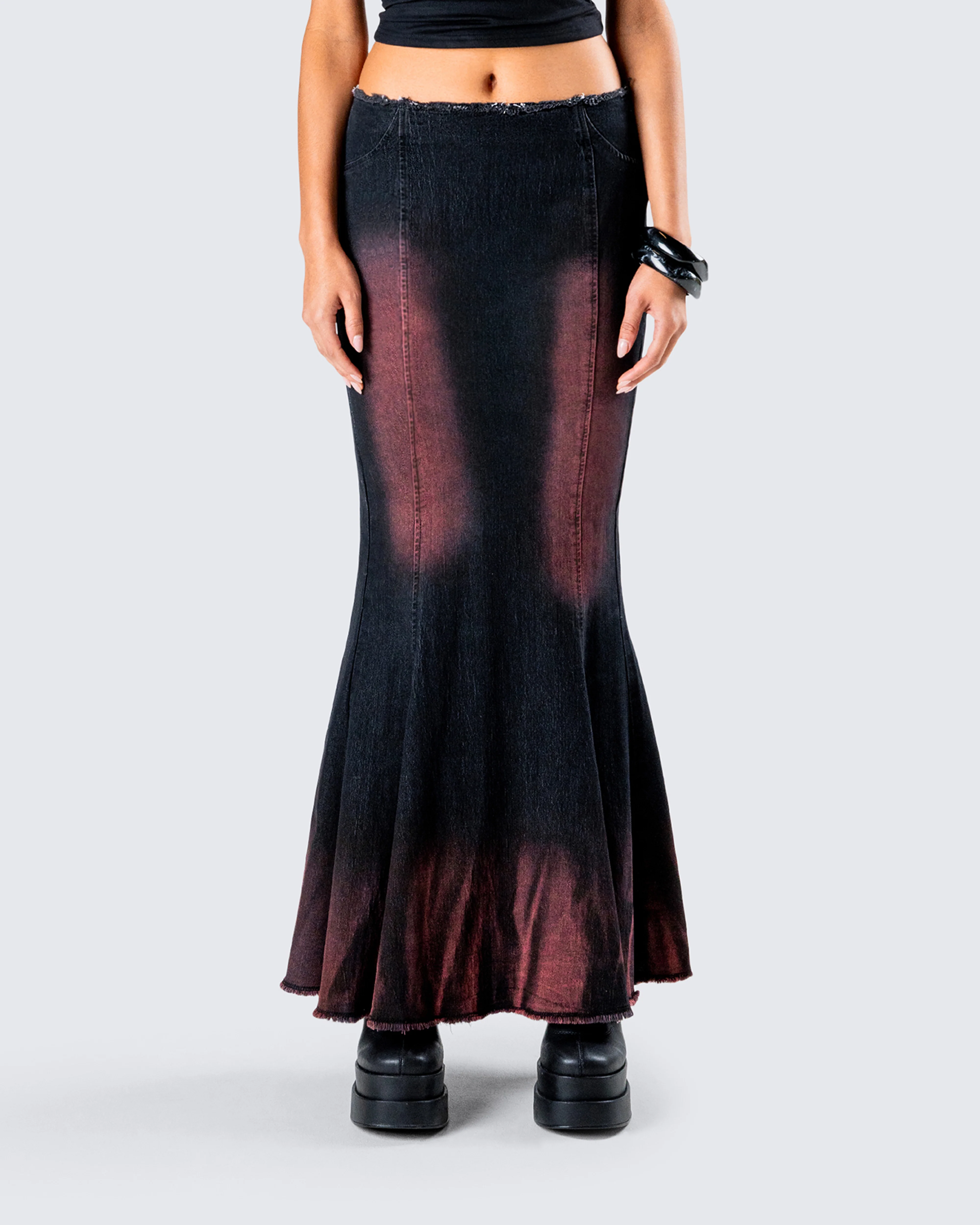 Raine Black Washed Maxi Skirt - Image 4