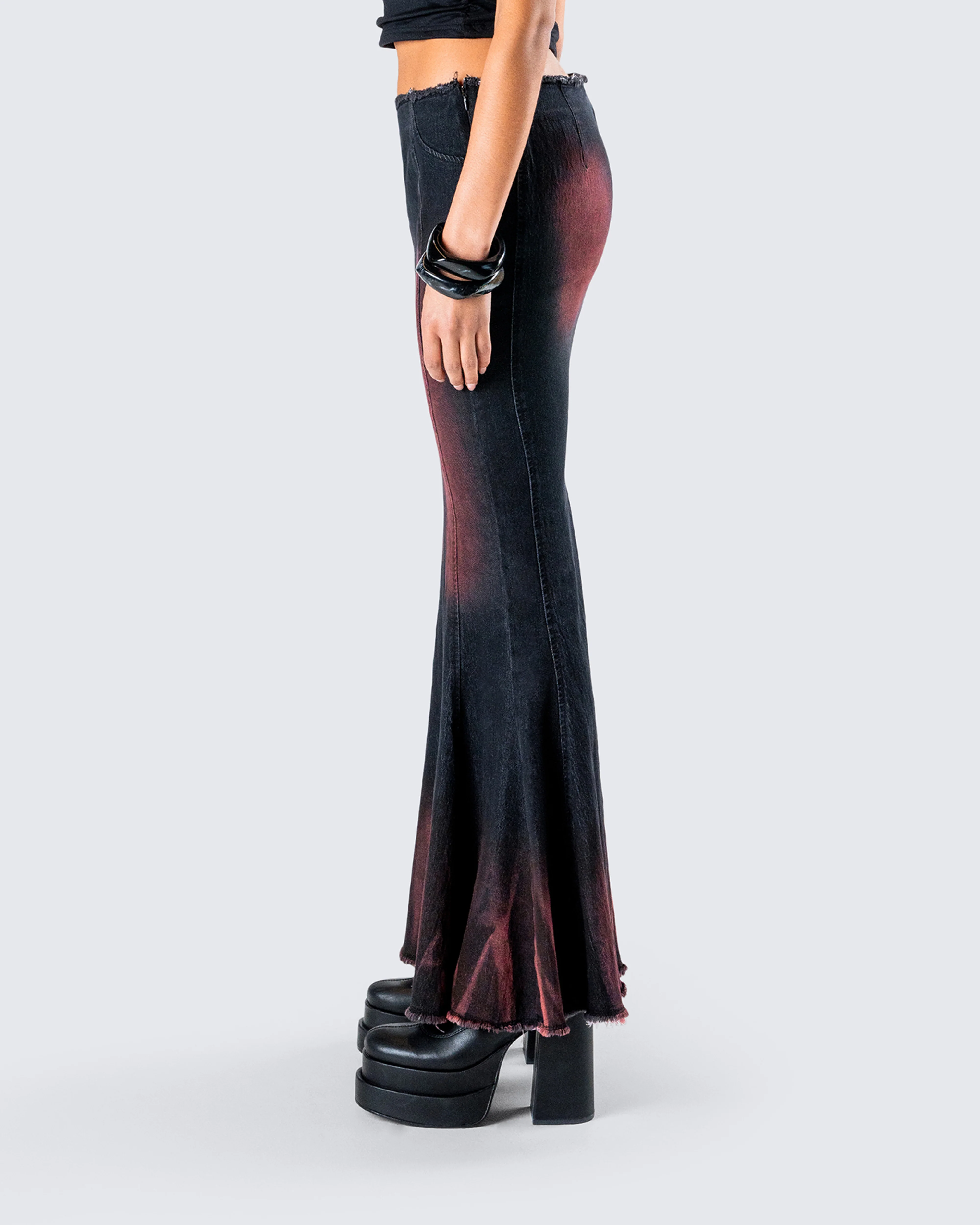 Raine Black Washed Maxi Skirt - Image 6