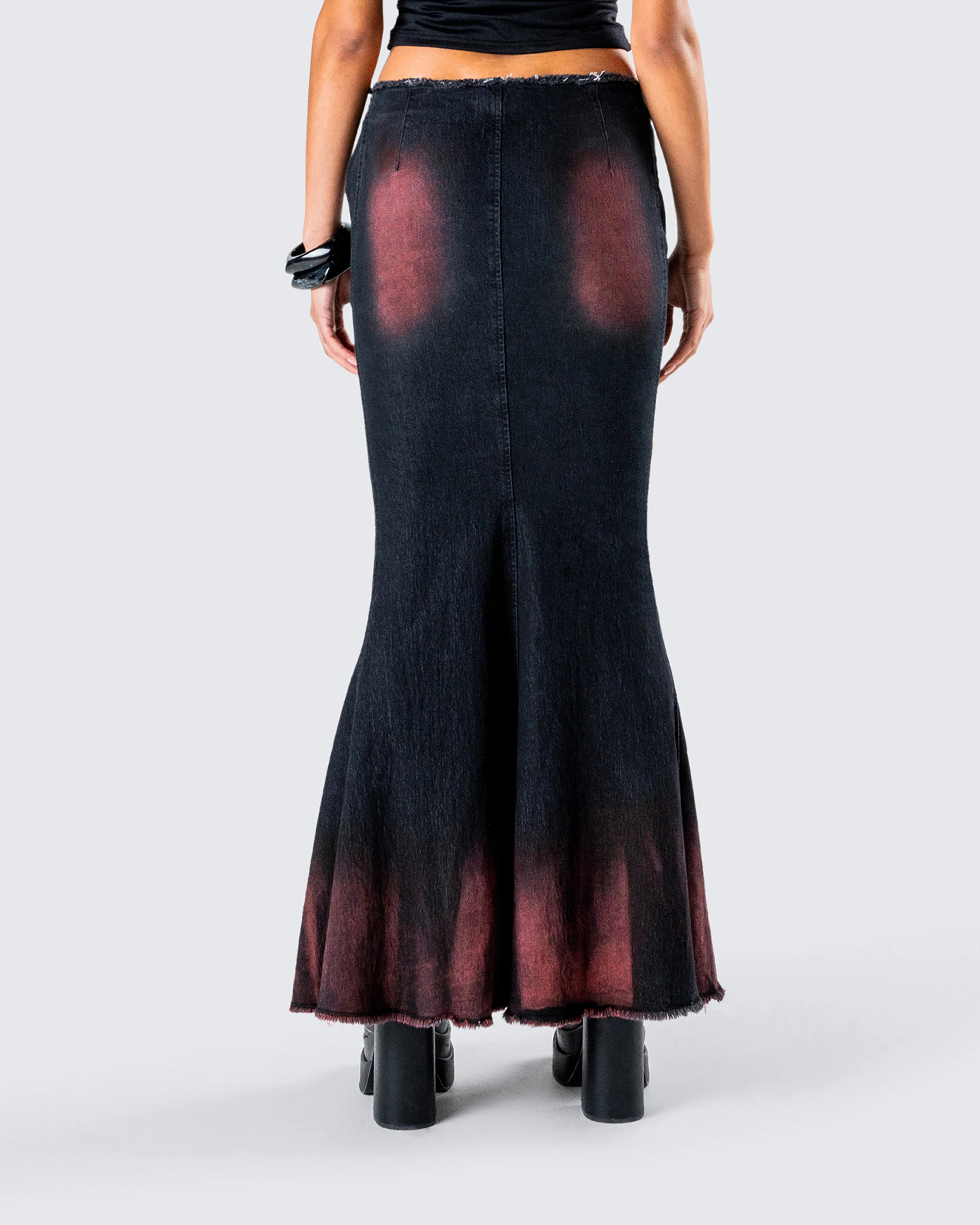 Raine Black Washed Maxi Skirt - Image 7