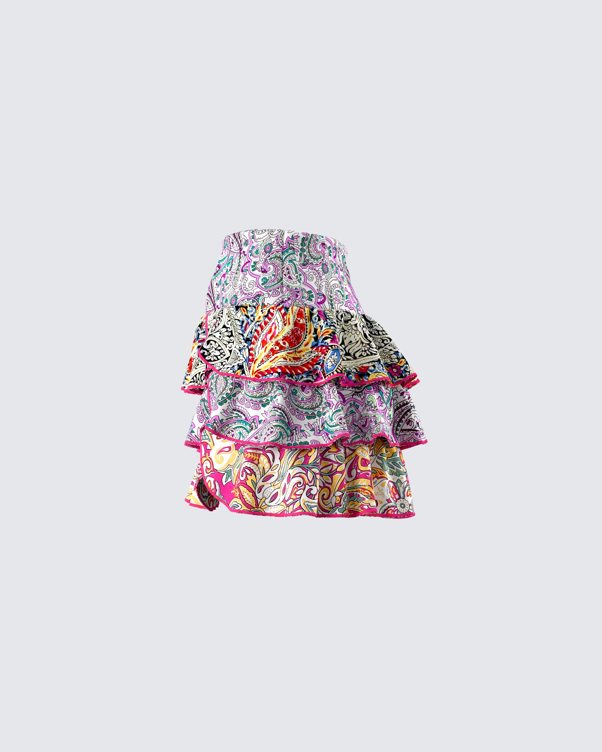 Raisa Paisley Tiered Micro Mini Skirt - Image 2